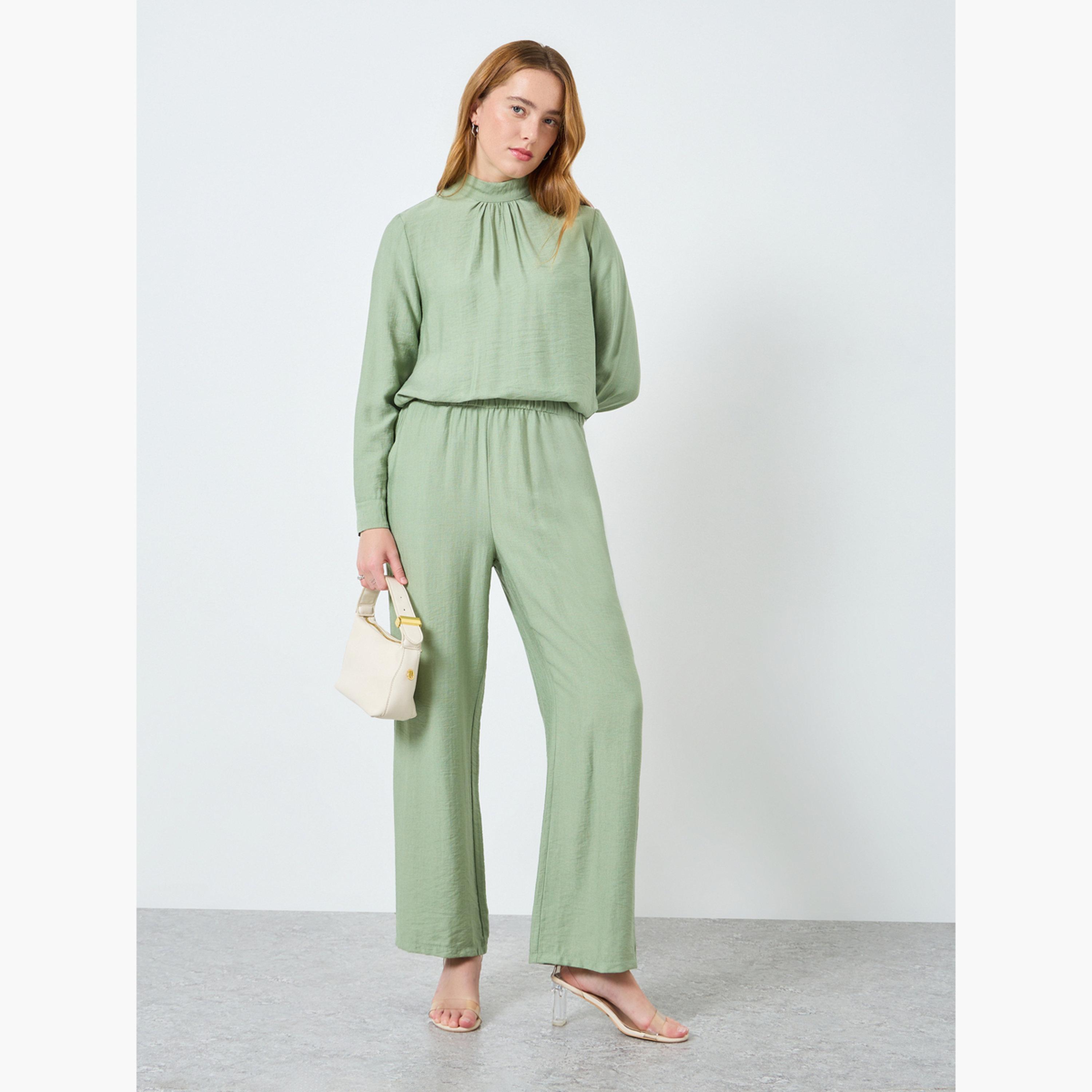 Take Two Women Solid High Neck Top and Pants Co-Ords-women-clothing-coordsets-image-1