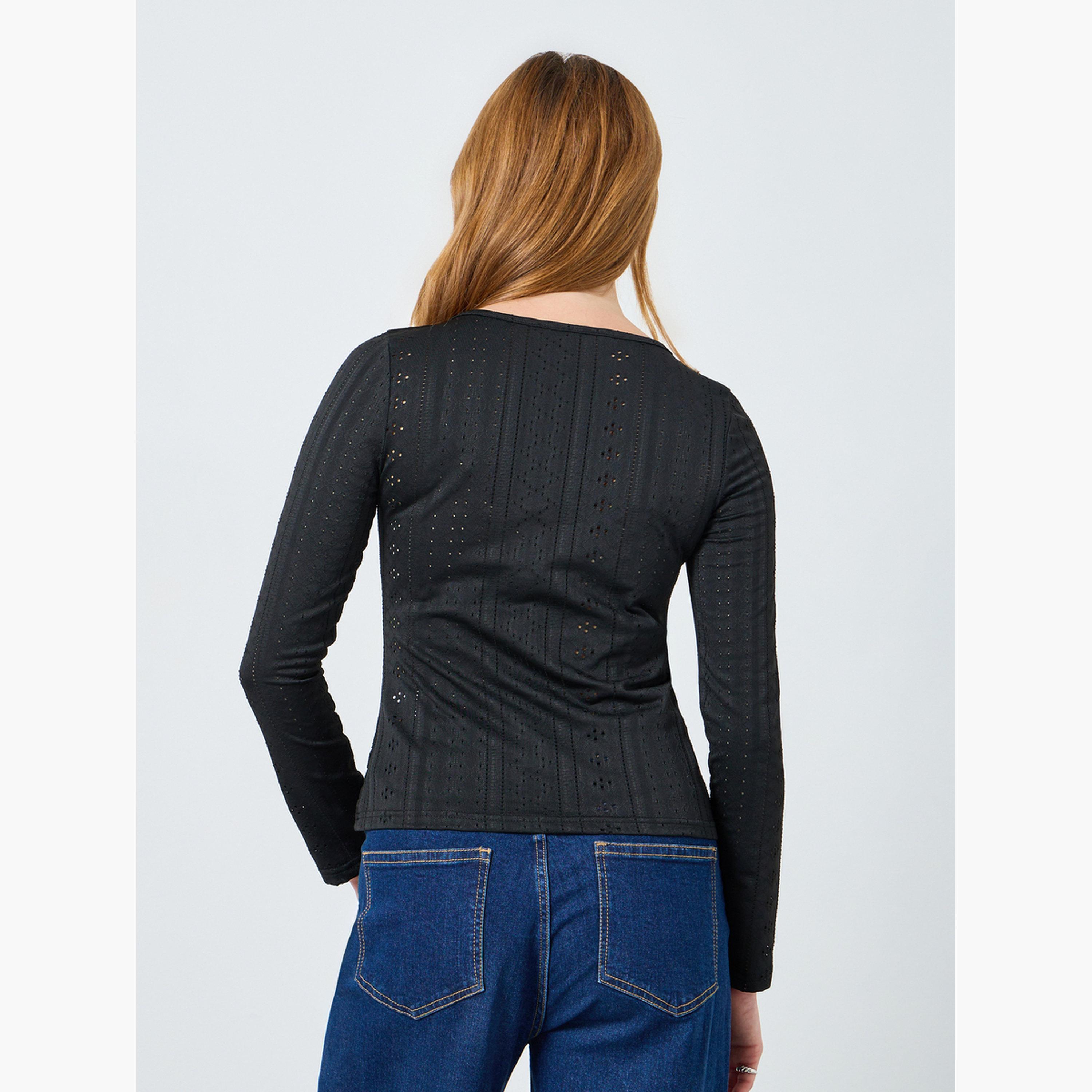 Take Two Women Solid Square Neck Hollow Lace Top-women-clothing-shirtsandblouses-blouses-image-6