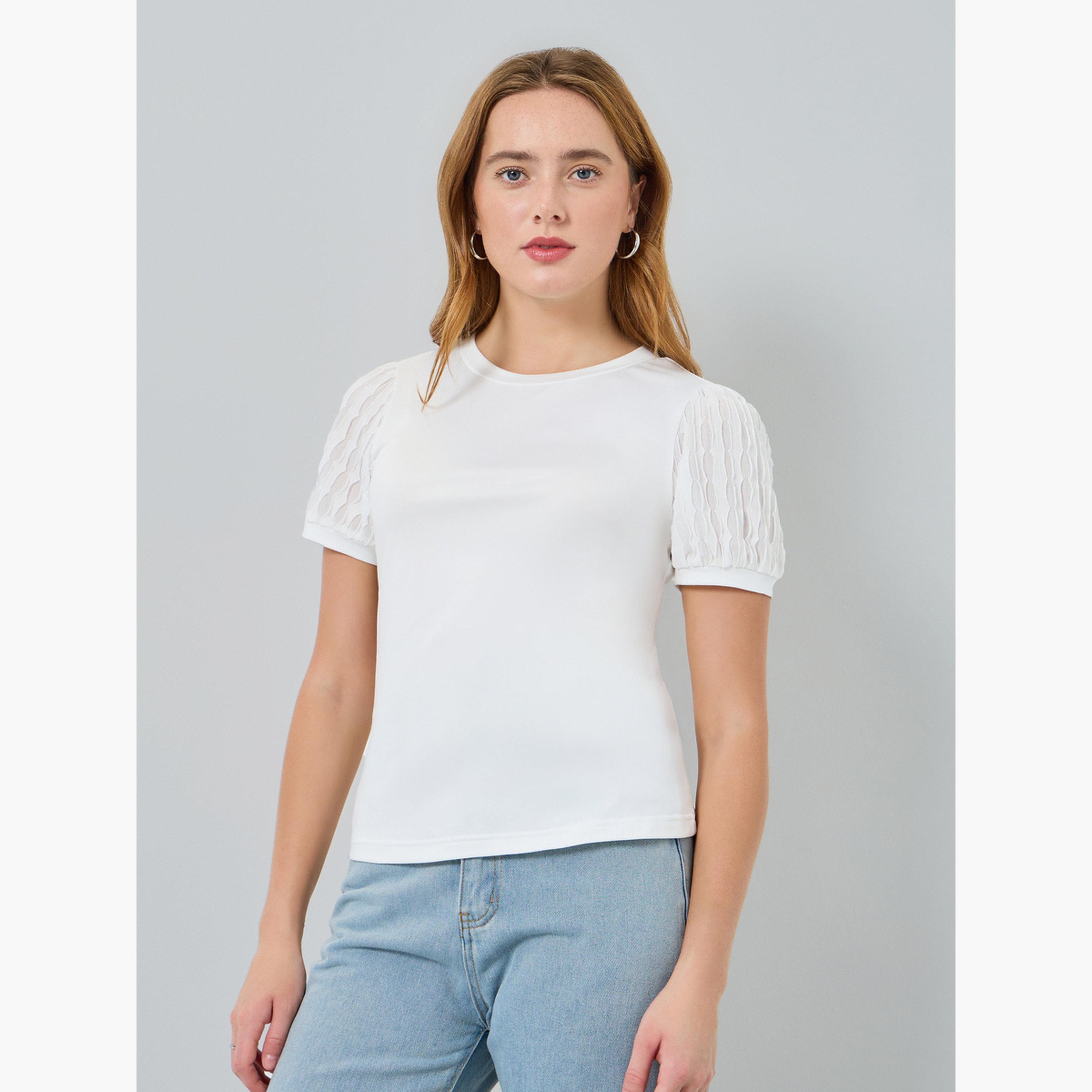 Take Two Women Solid Lace Puff Sleeve Top-women-clothing-shirtsandblouses-blouses-image-1