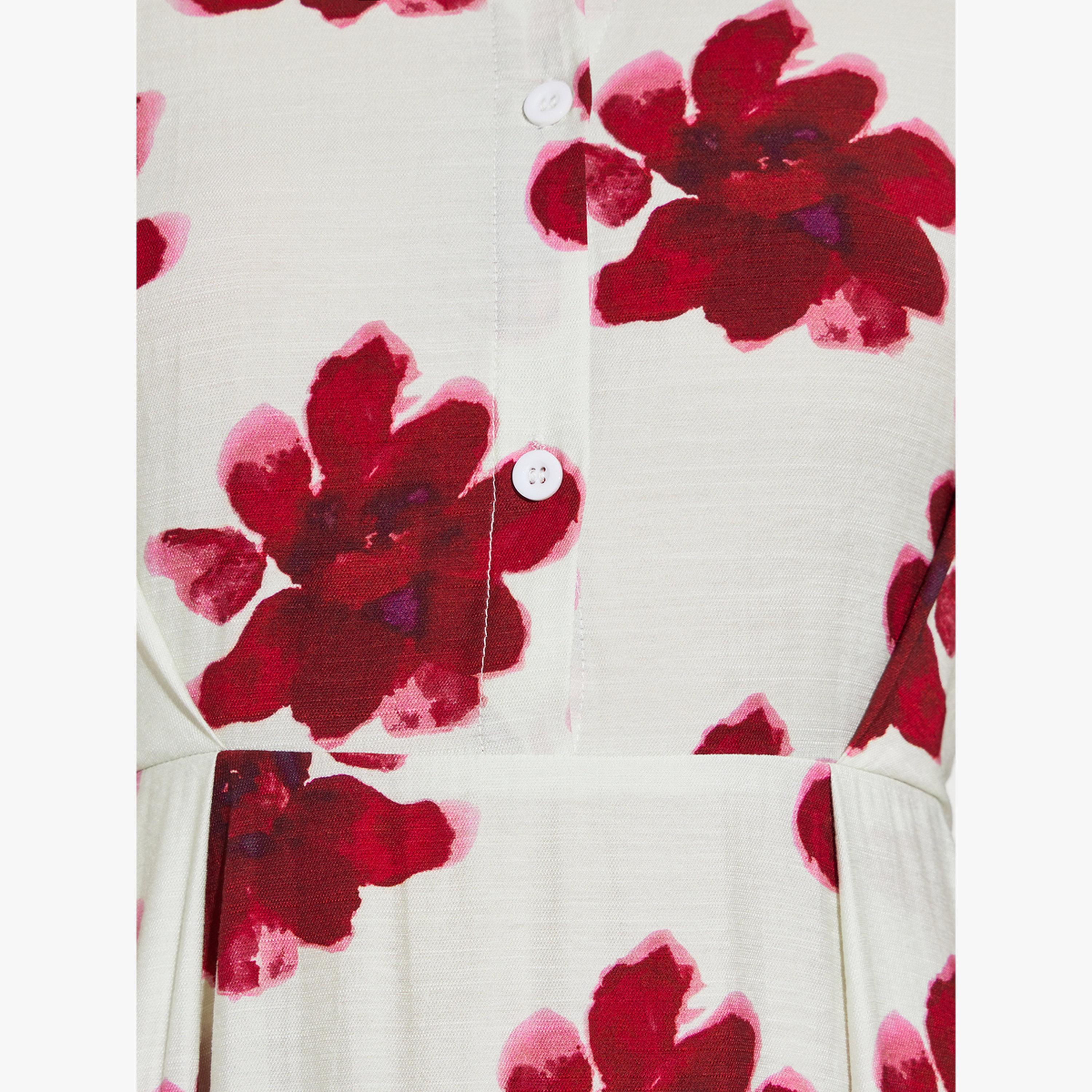 Styli Red Floral Print Long Sleeves Shirt Midi Dress-women-clothing-dresses-image-5