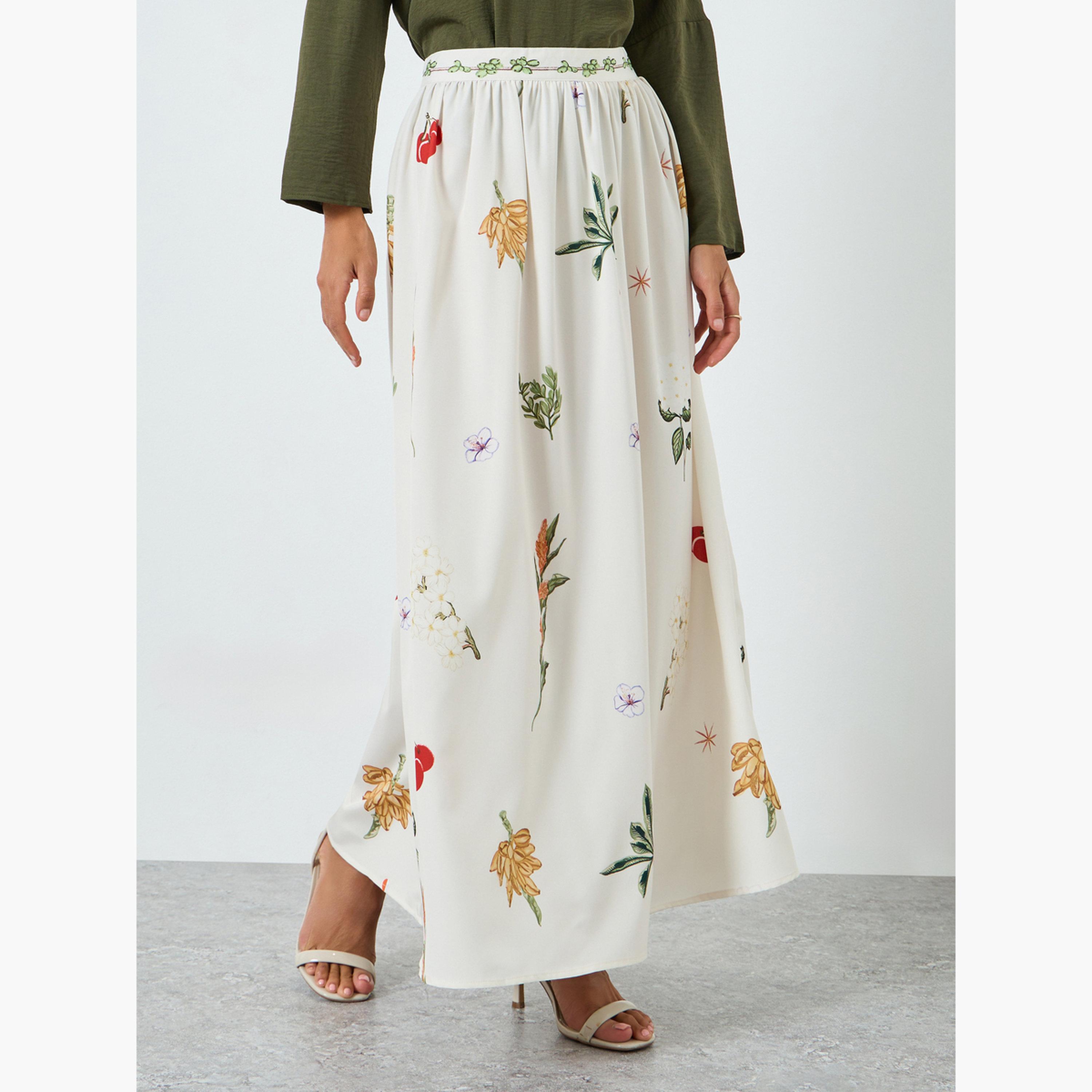 Take Two Women Floral Print A-Line Maxi Skirt-women-clothing-bottoms-skirts-image-1