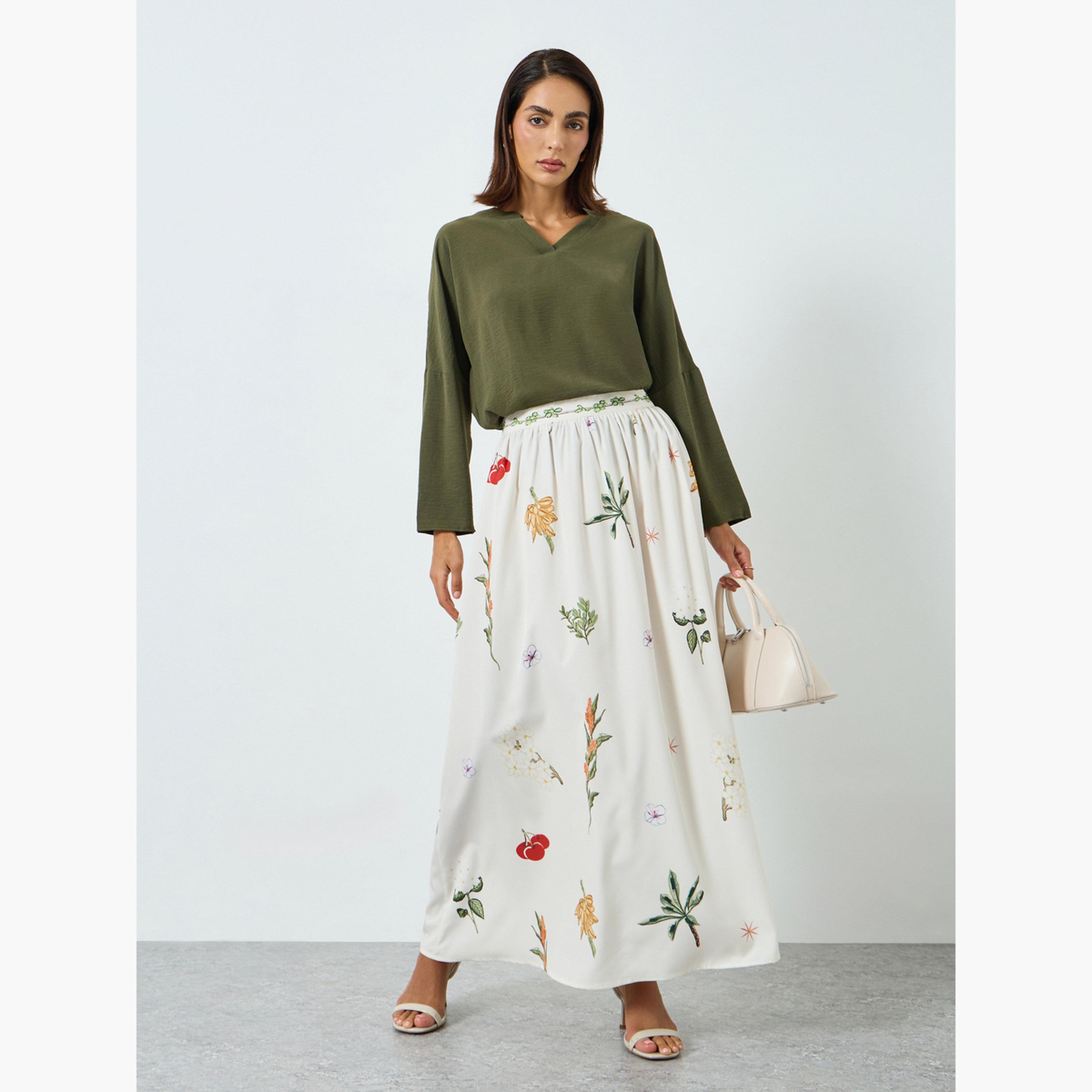 Take Two Women Floral Print A-Line Maxi Skirt-women-clothing-bottoms-skirts-image-2