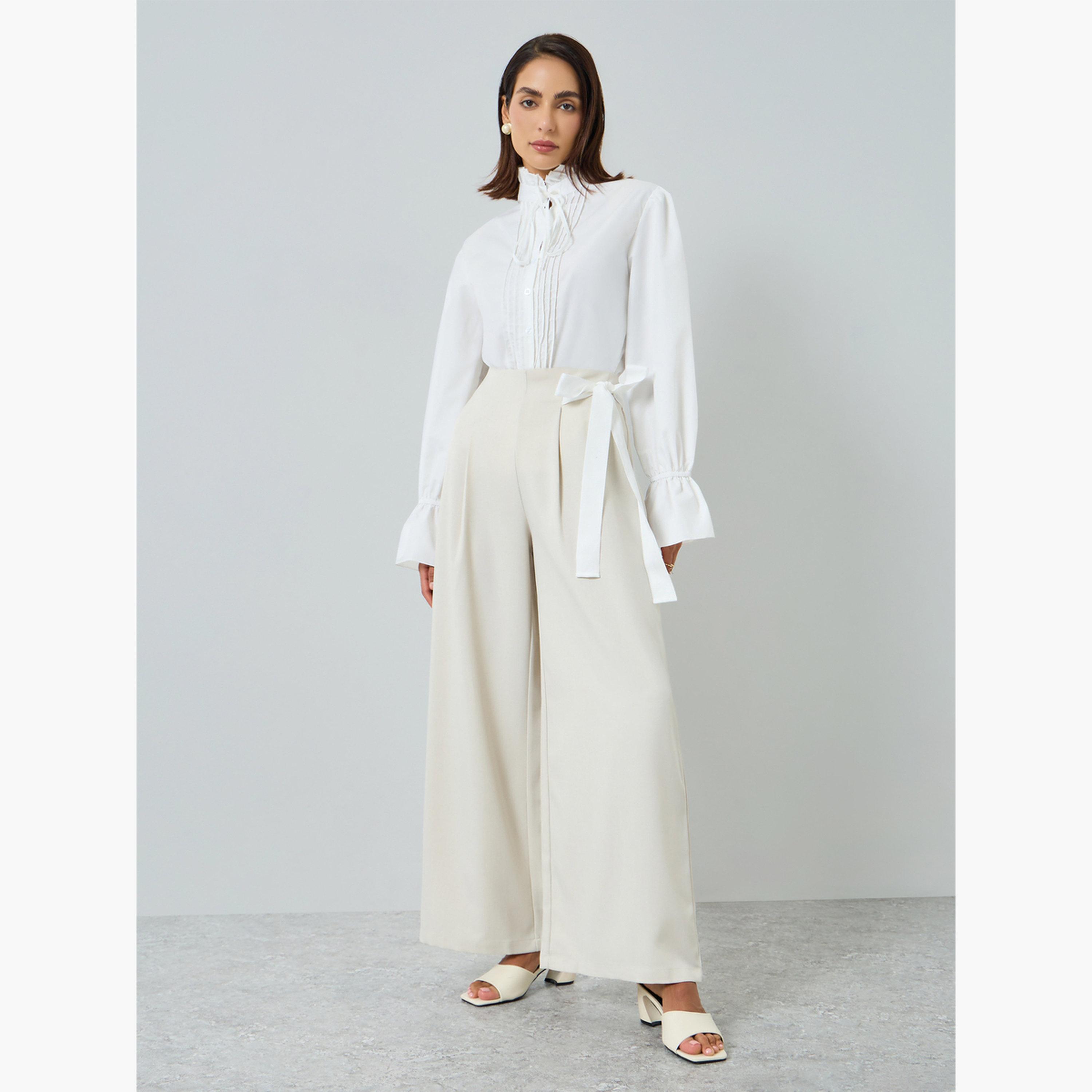 Take Two Women White Ruffle Neck Long Sleeve Blouse-women-clothing-shirtsandblouses-blouses-image-2