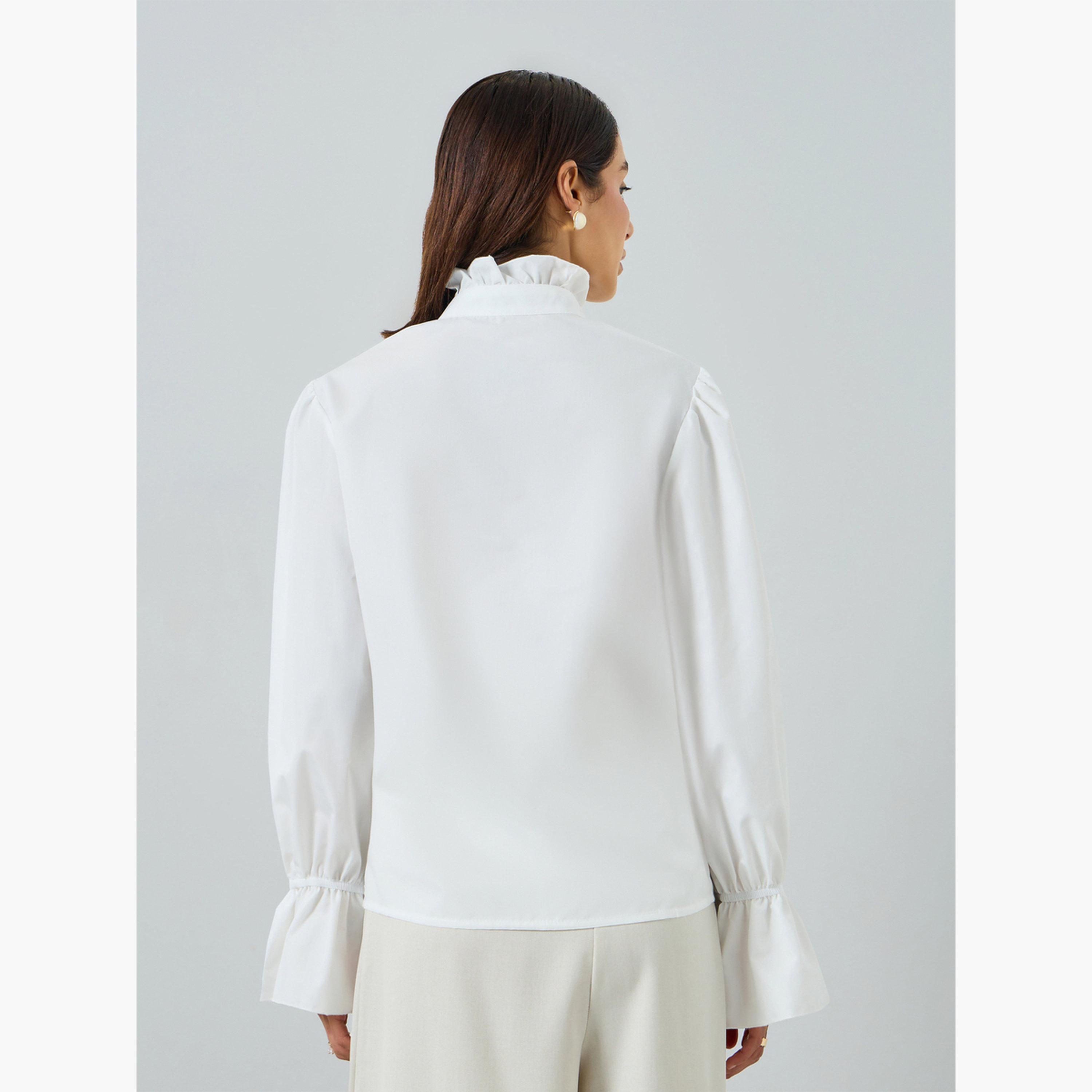 بلوزةة بيضاء بأكمام طويلة وياقة مكشكشة-women-clothing-shirtsandblouses-blouses-image-6