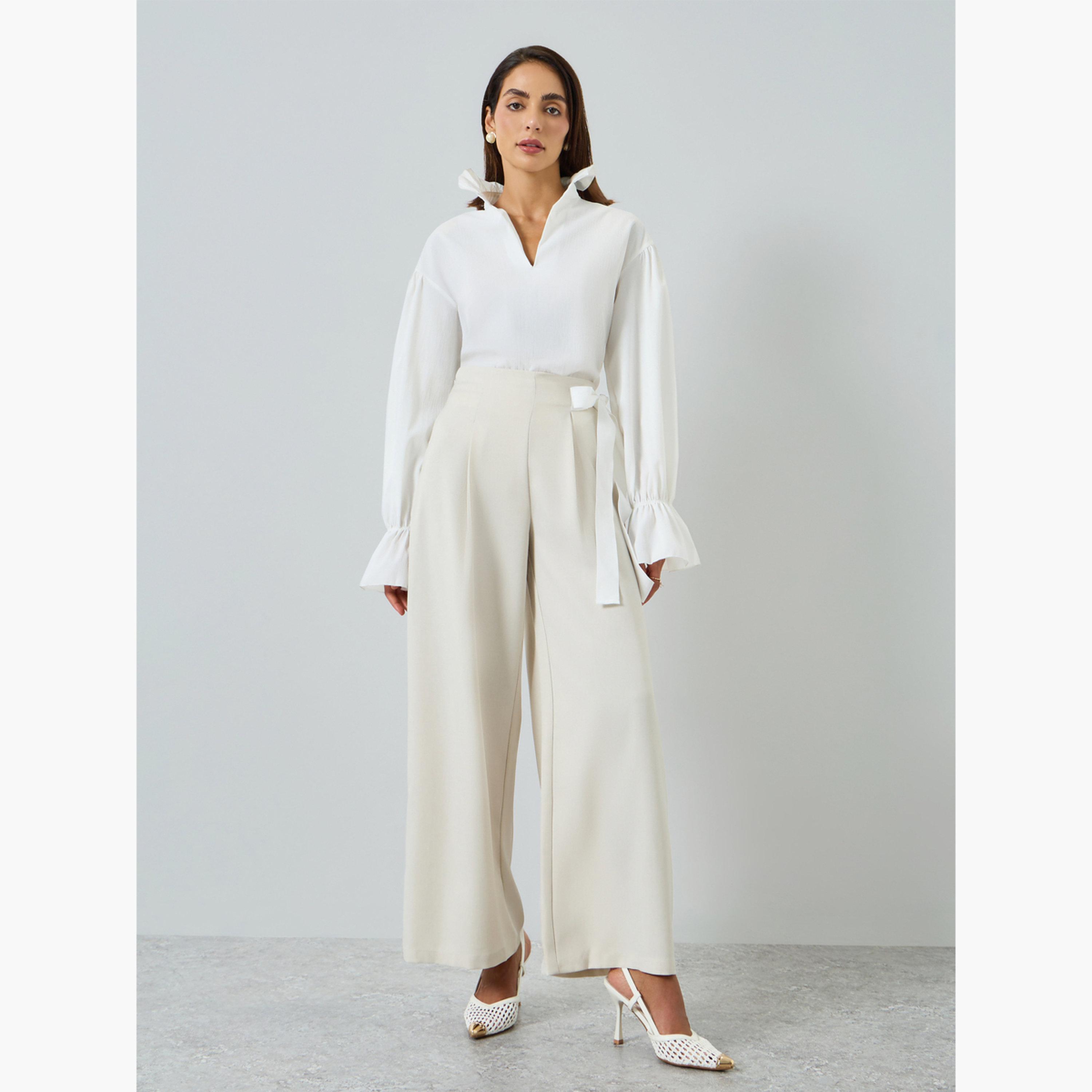 بلوزةة بيضاء طويلة بتفاصيل كشكش-women-clothing-shirtsandblouses-blouses-image-2