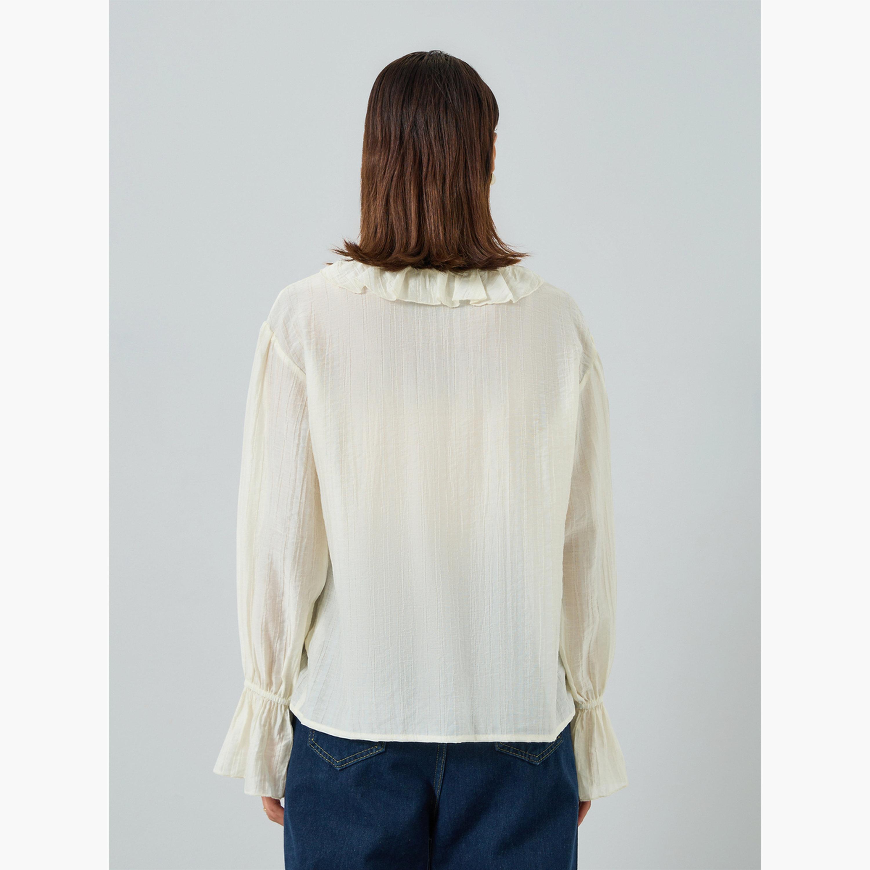 Take Two Women White Ruffle Trim Long Sleeve Top-women-clothing-shirtsandblouses-blouses-image-5