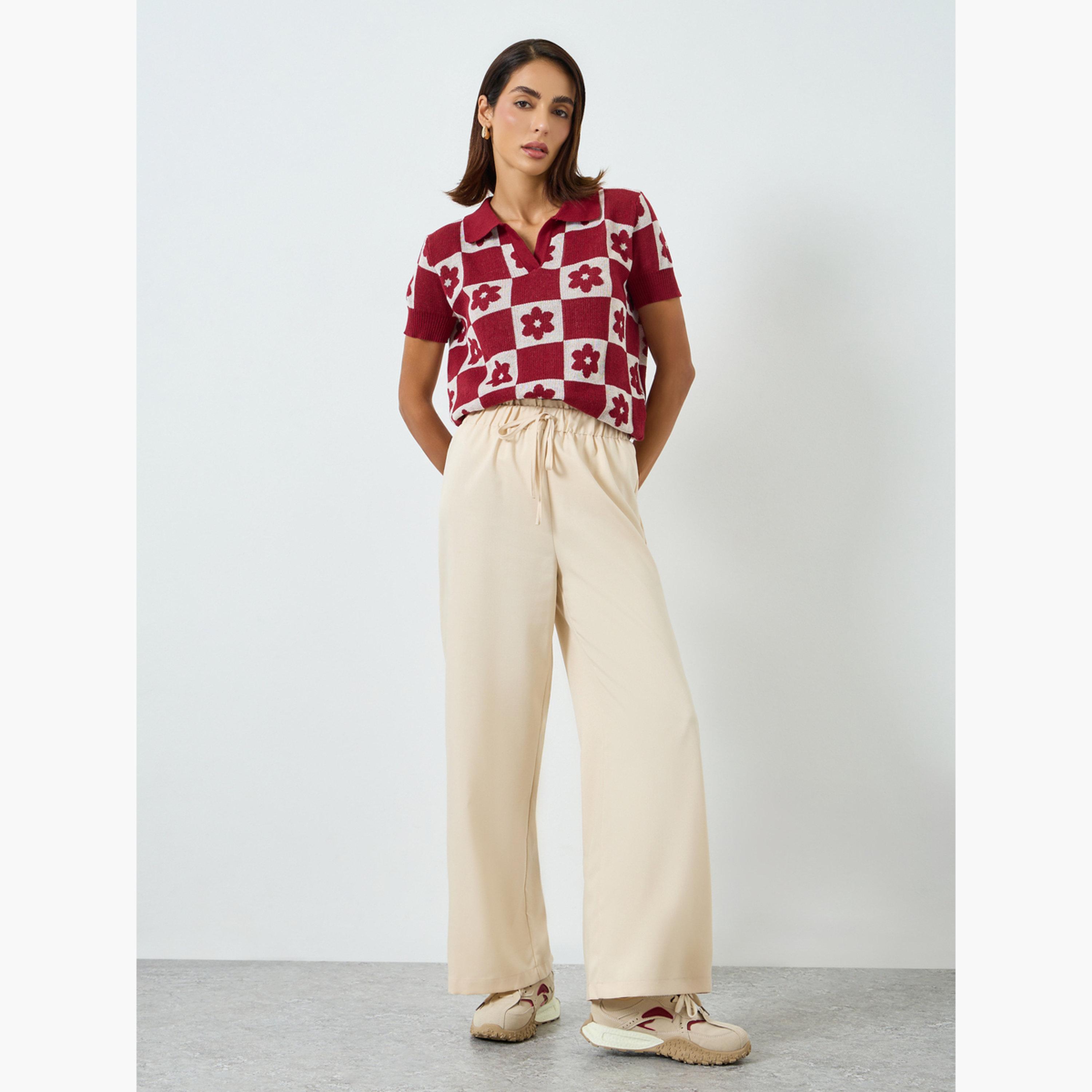 Take Two Women Beige Wide Leg Pants with Drawstring-women-clothing-bottoms-joggers-image-2