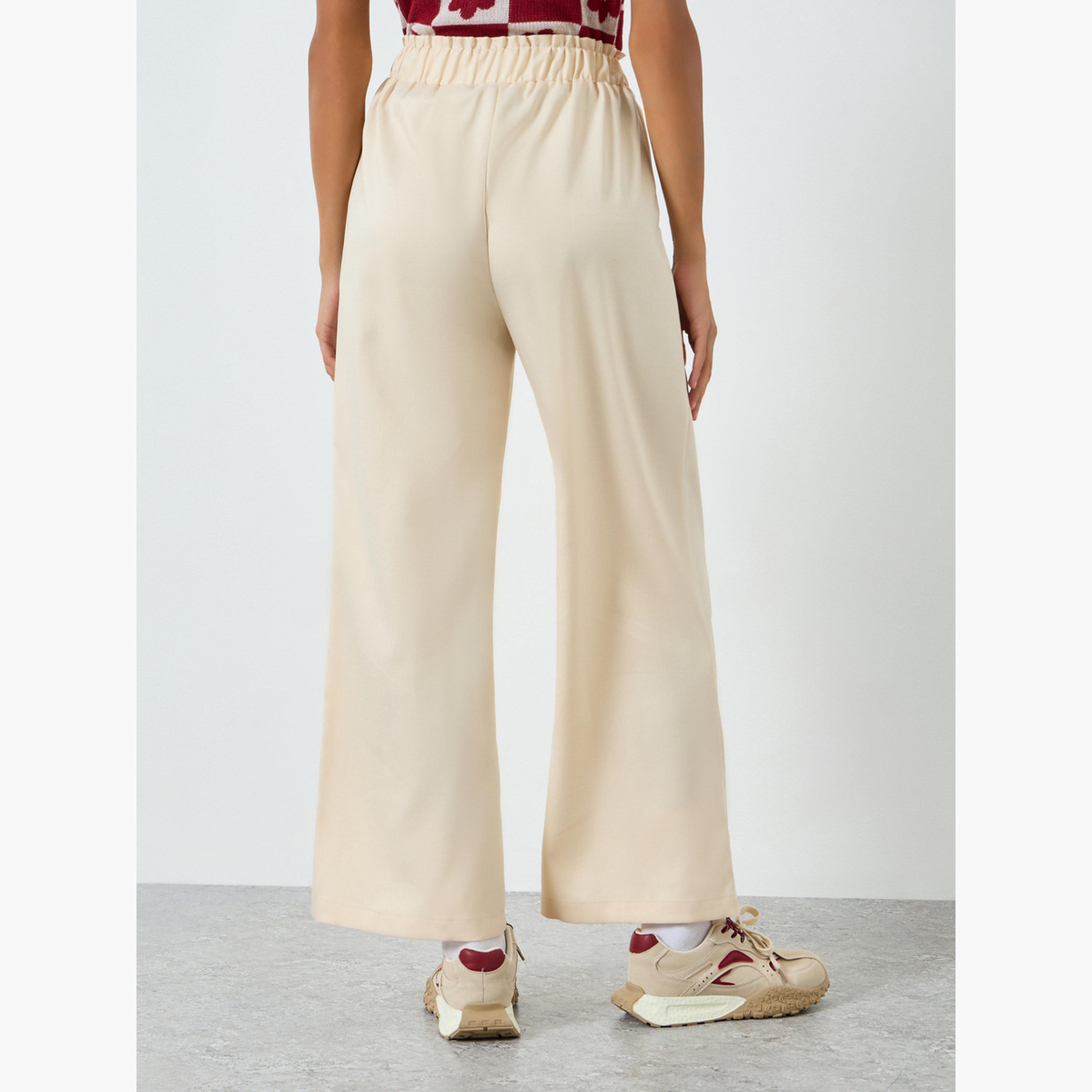 Take Two Women Beige Wide Leg Pants with Drawstring-women-clothing-bottoms-joggers-image-4
