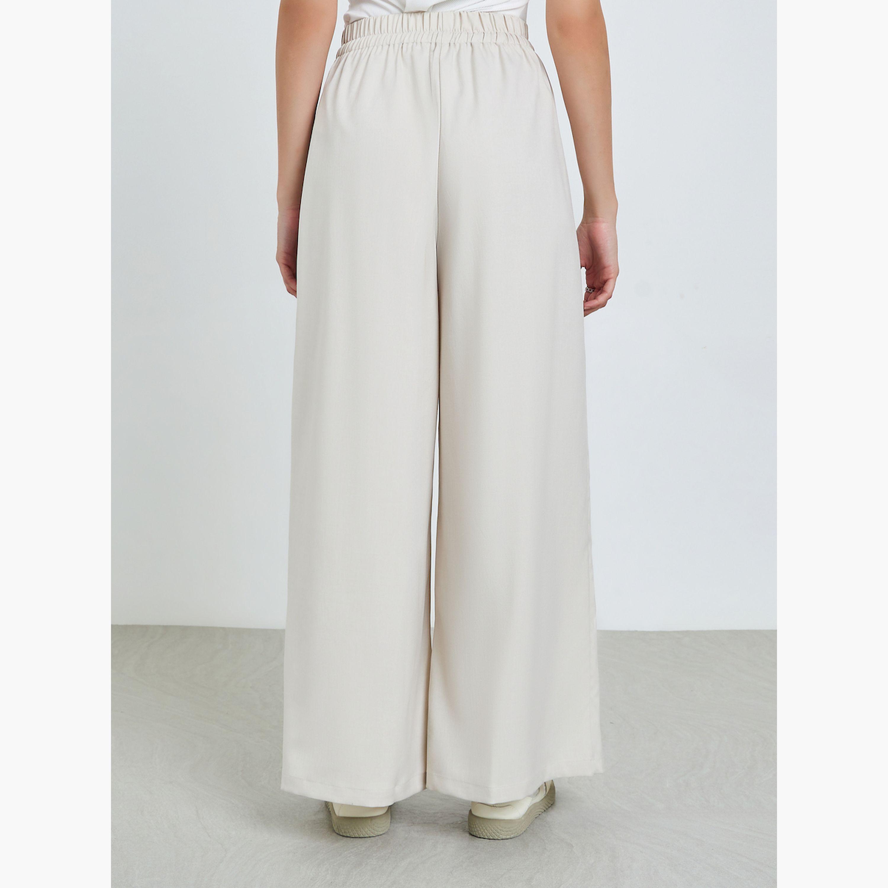 Take Two Beige Wide Leg Pants with Drawstring-women-clothing-bottoms-trousers-image-4