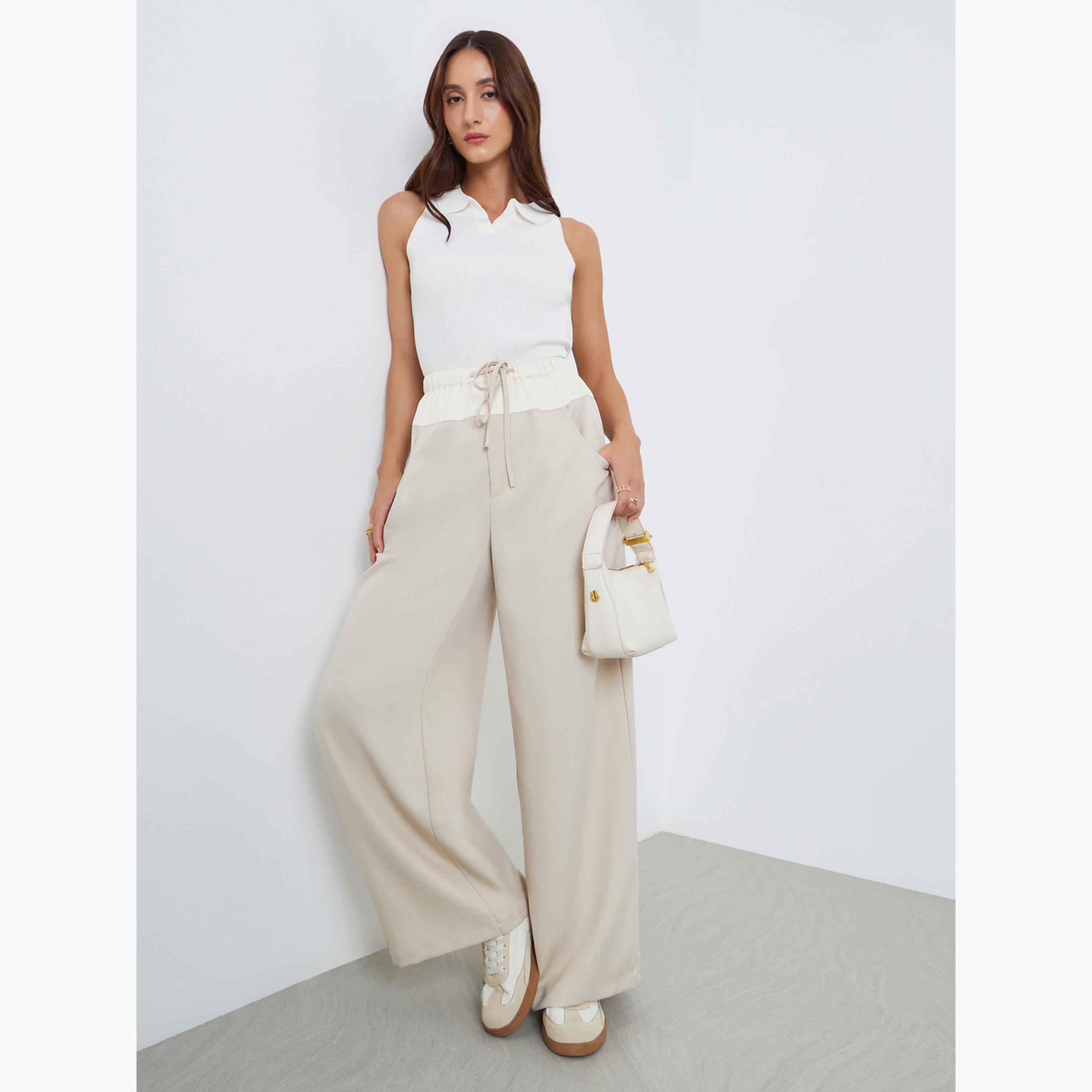 Take Two Women Beige Wide Leg Trousers-women-clothing-bottoms-joggers-image-2