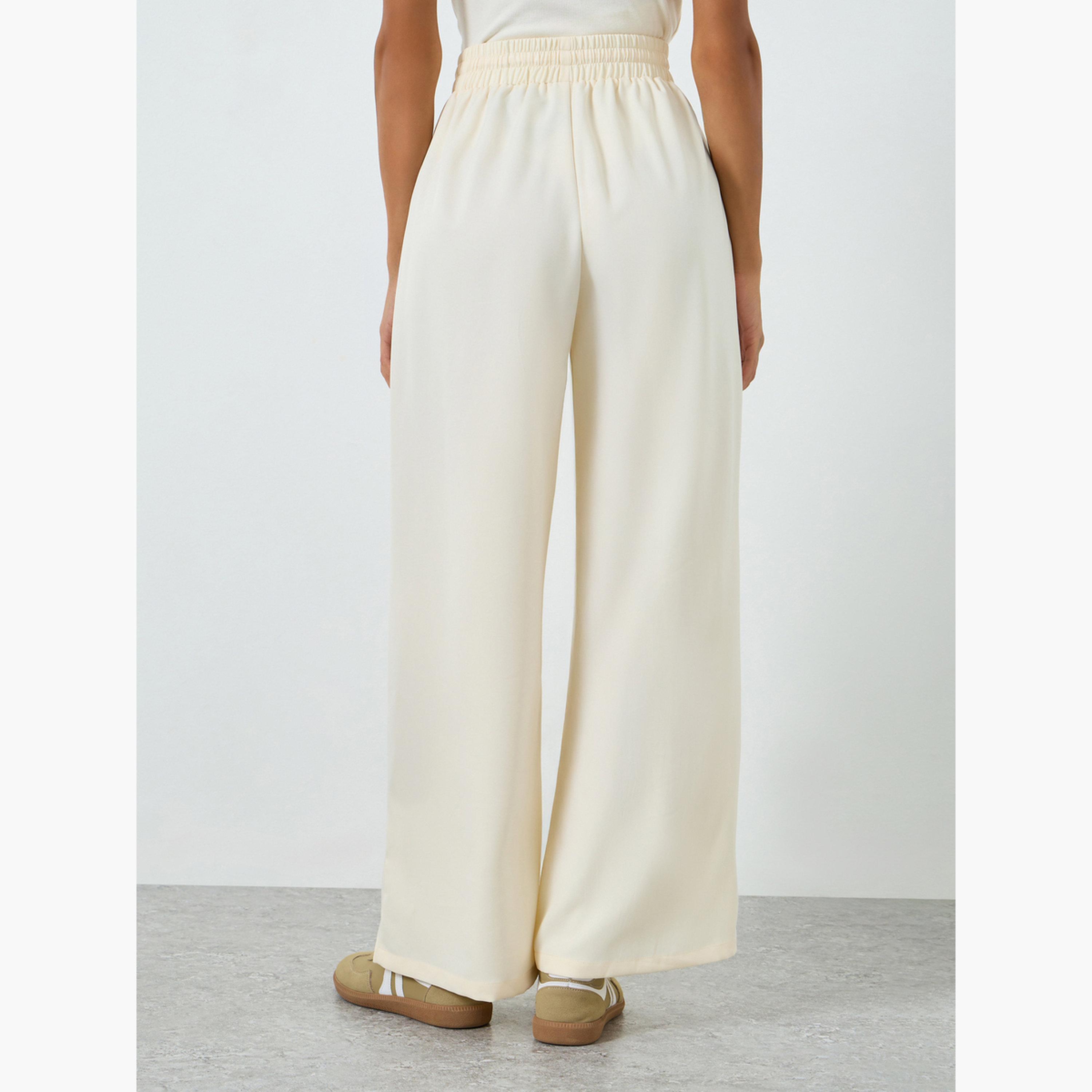 Take Two Women Beige Wide Leg Pants with Drawstring Waist-women-clothing-bottoms-joggers-image-4