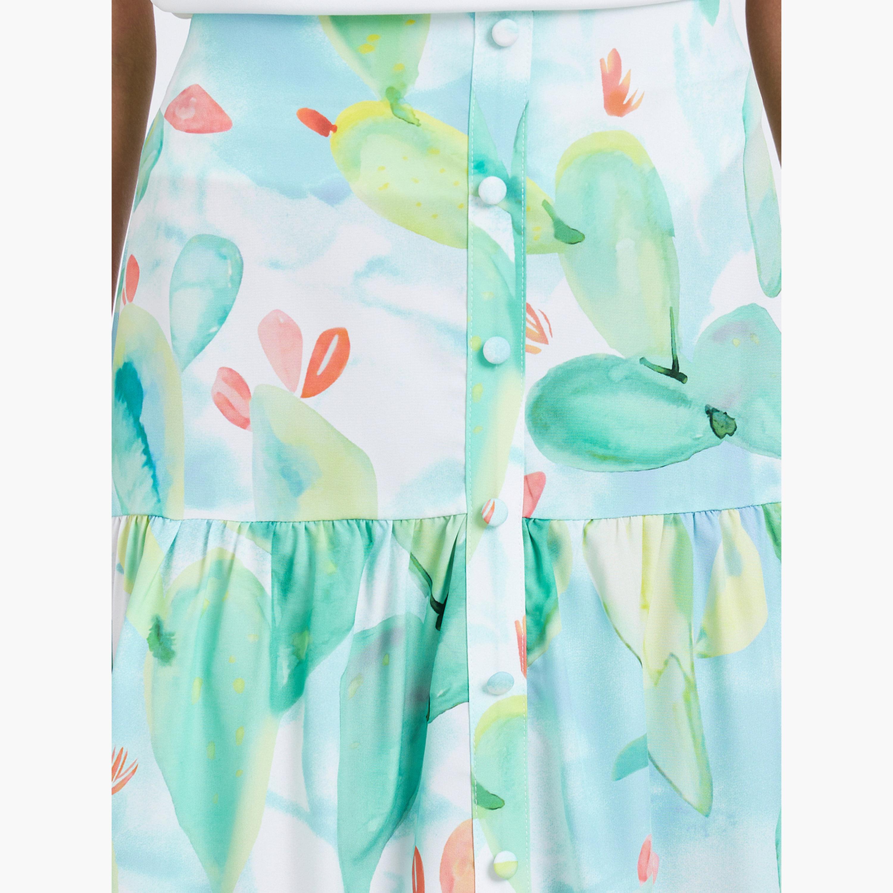 تنورة طويلة بطبعة زهور وأزرار وحافة بكشكش-women-clothing-bottoms-skirts-image-3