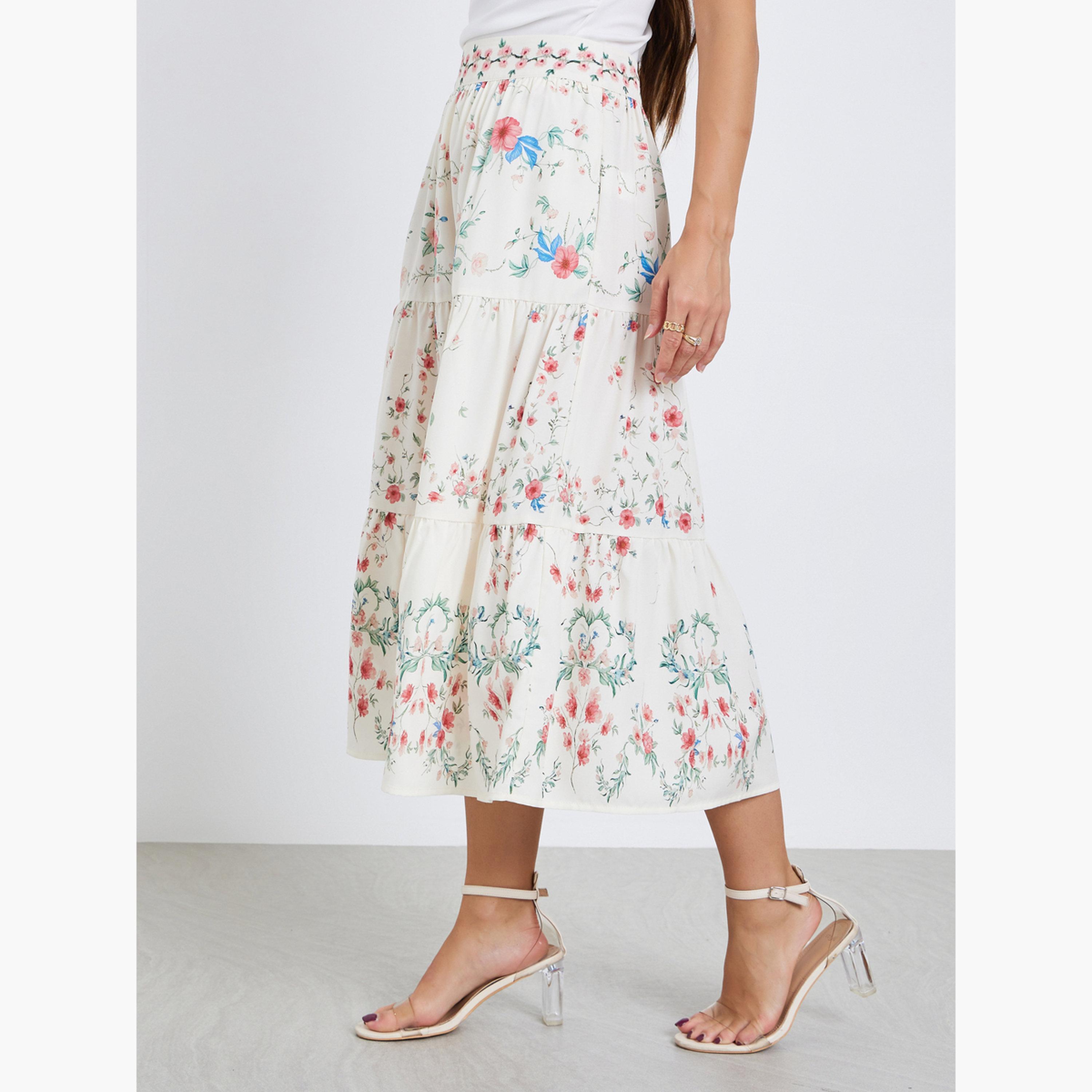 Take Two Women Floral Print Midi A-Line Skirt-women-clothing-bottoms-skirts-image-1