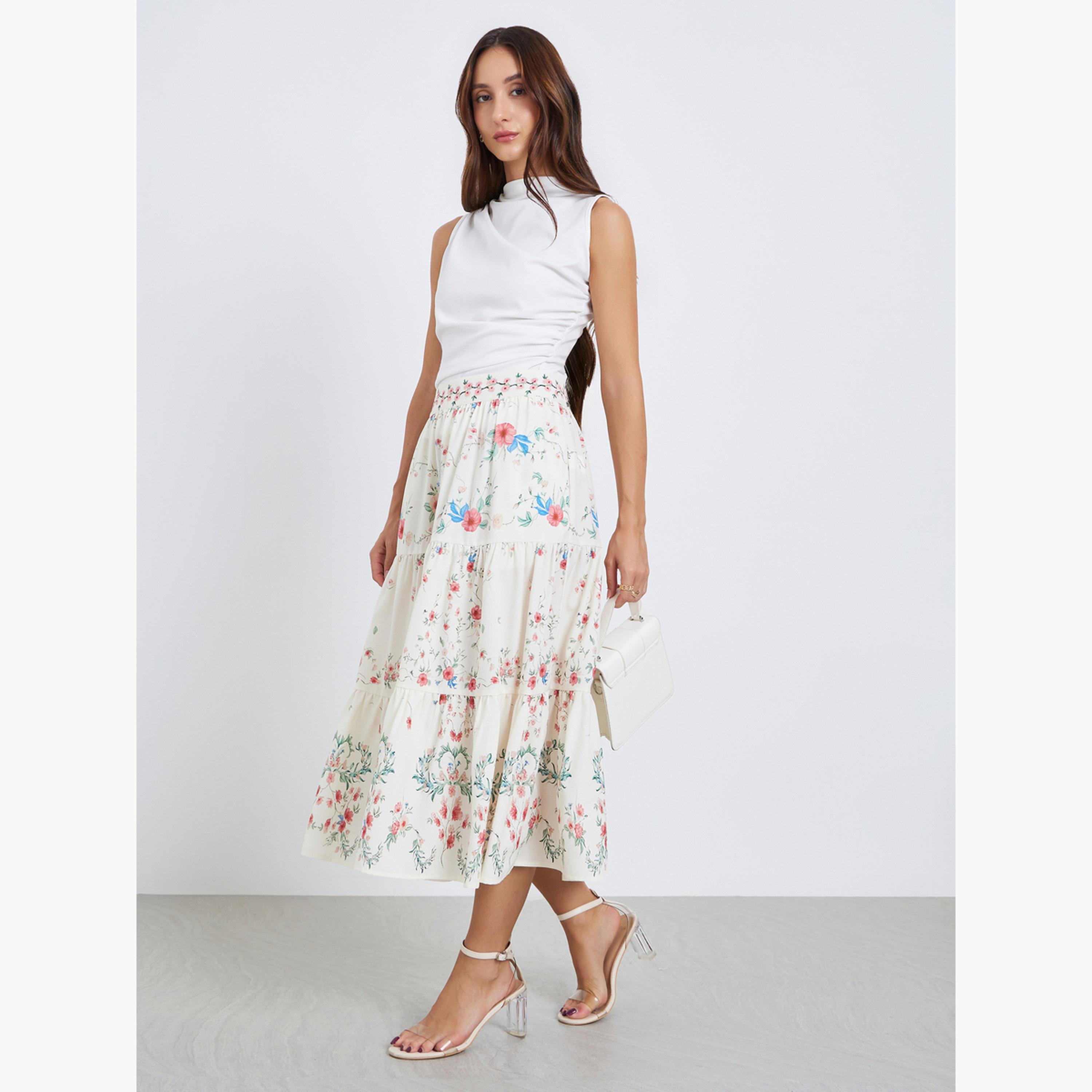 Take Two Women Floral Print Midi A-Line Skirt-women-clothing-bottoms-skirts-image-2