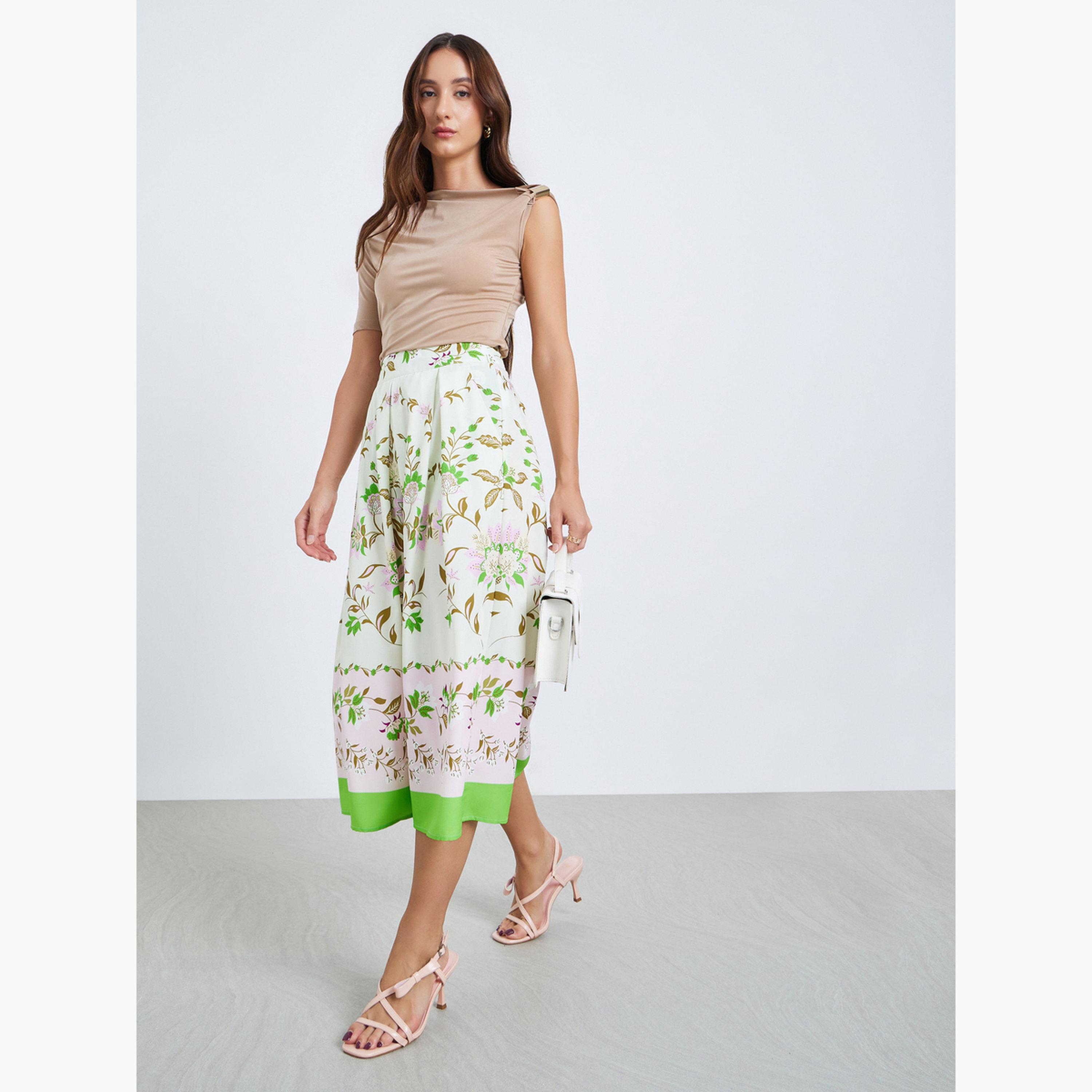 تنورة ميدي بطبعة زهور وقصة واسعة-women-clothing-bottoms-skirts-image-2