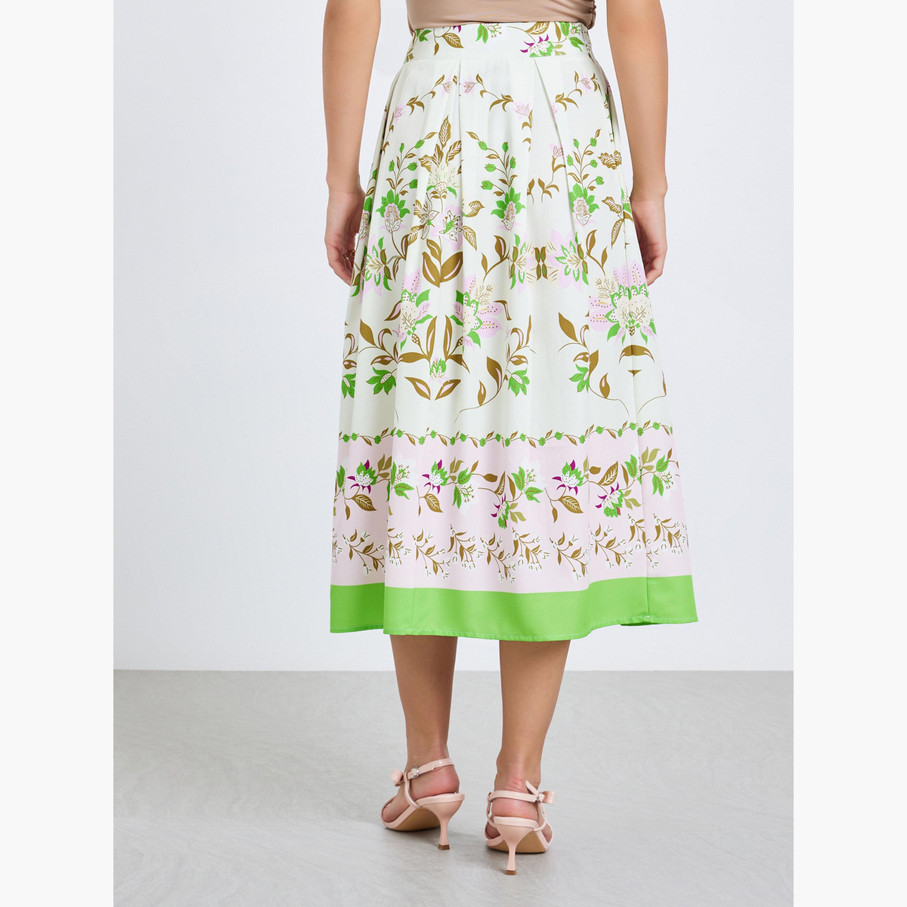 تنورة ميدي بطبعة زهور وقصة واسعة-women-clothing-bottoms-skirts-image-4