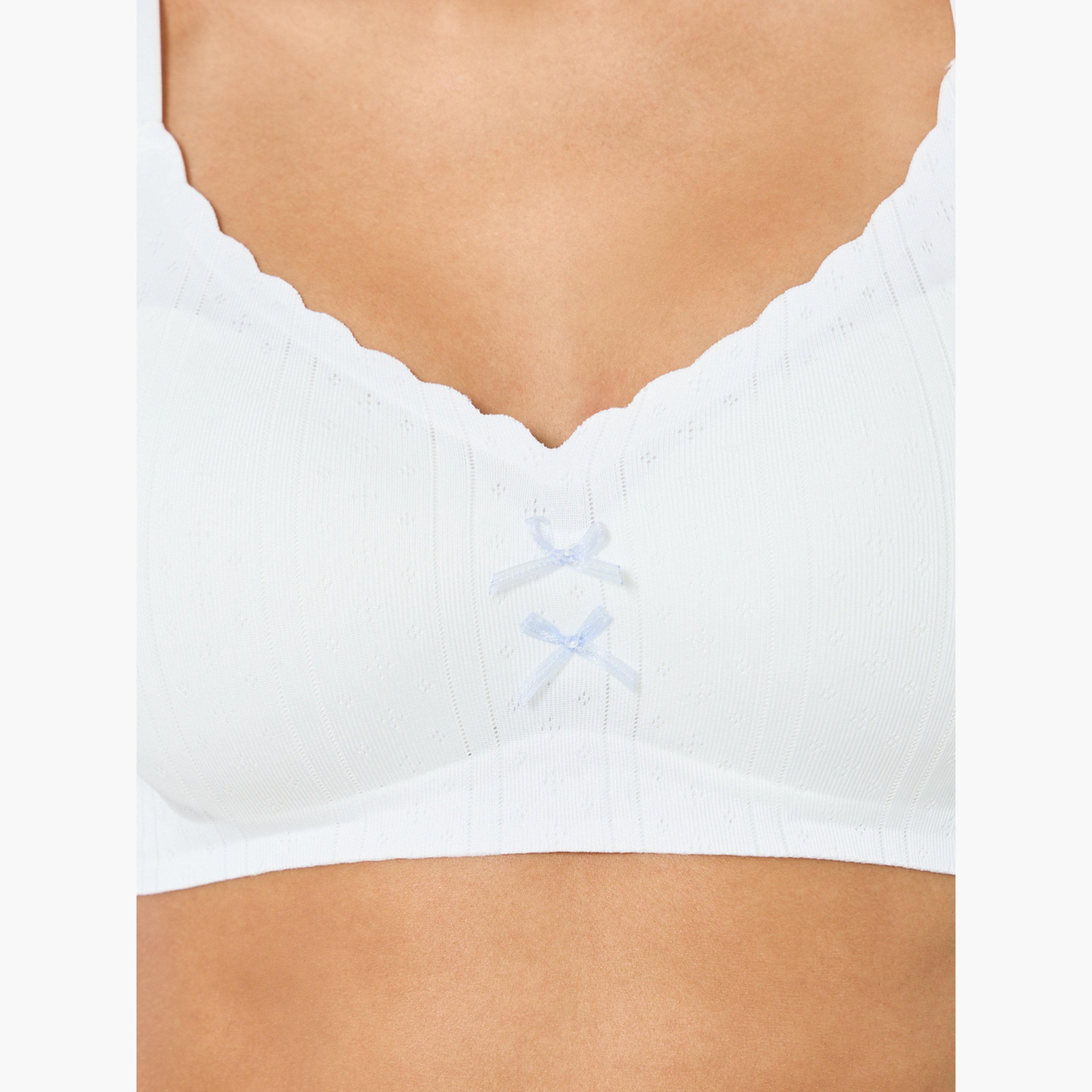 طقم 2 حمالة صدر تيشيرت بوينتيل بتفاصيل فيونكة-women-clothing-lingerie-bras-image-5
