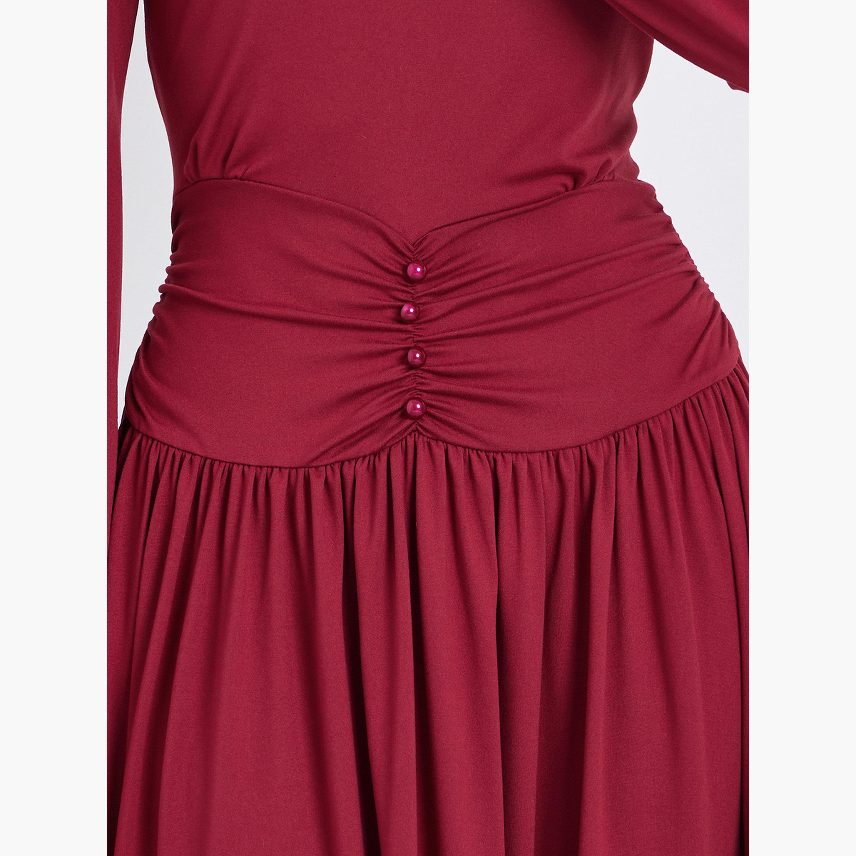 فستان طويل بخصر مزموم-women-clothing-dresses-image-5