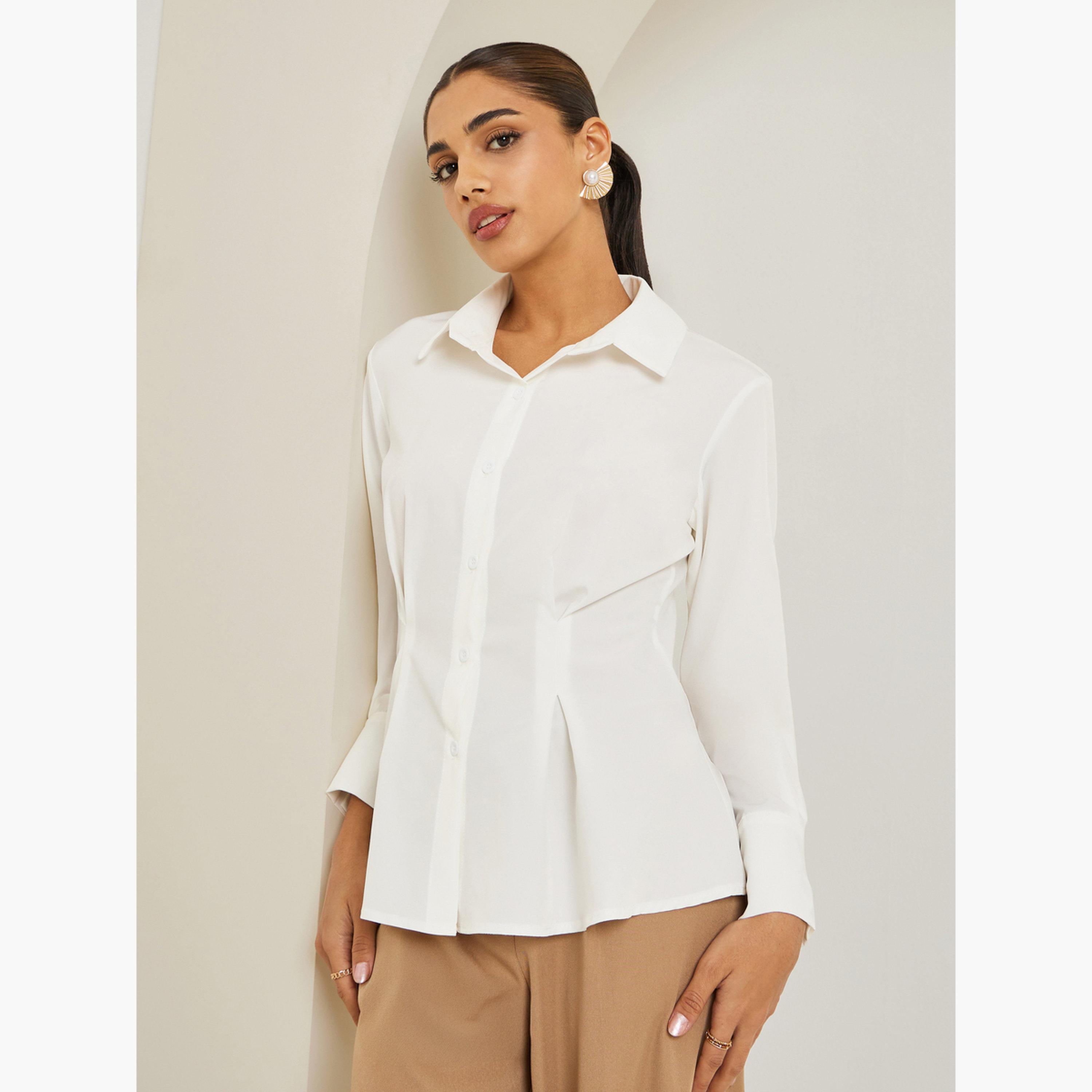 Styli Women White Long Sleeve Shirt-women-clothing-shirtsandblouses-blouses-image-1