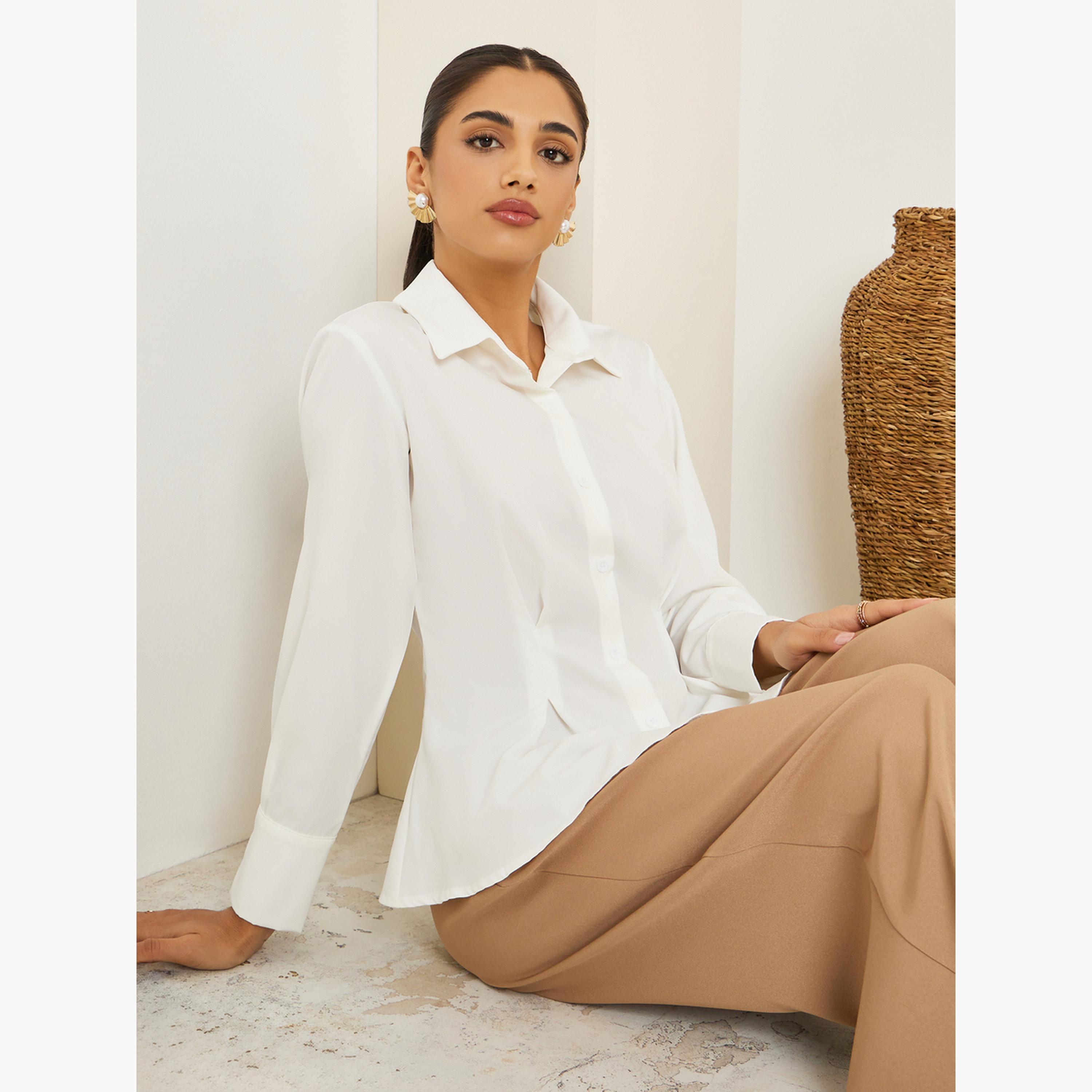 Styli Women White Long Sleeve Shirt-women-clothing-shirtsandblouses-blouses-image-3