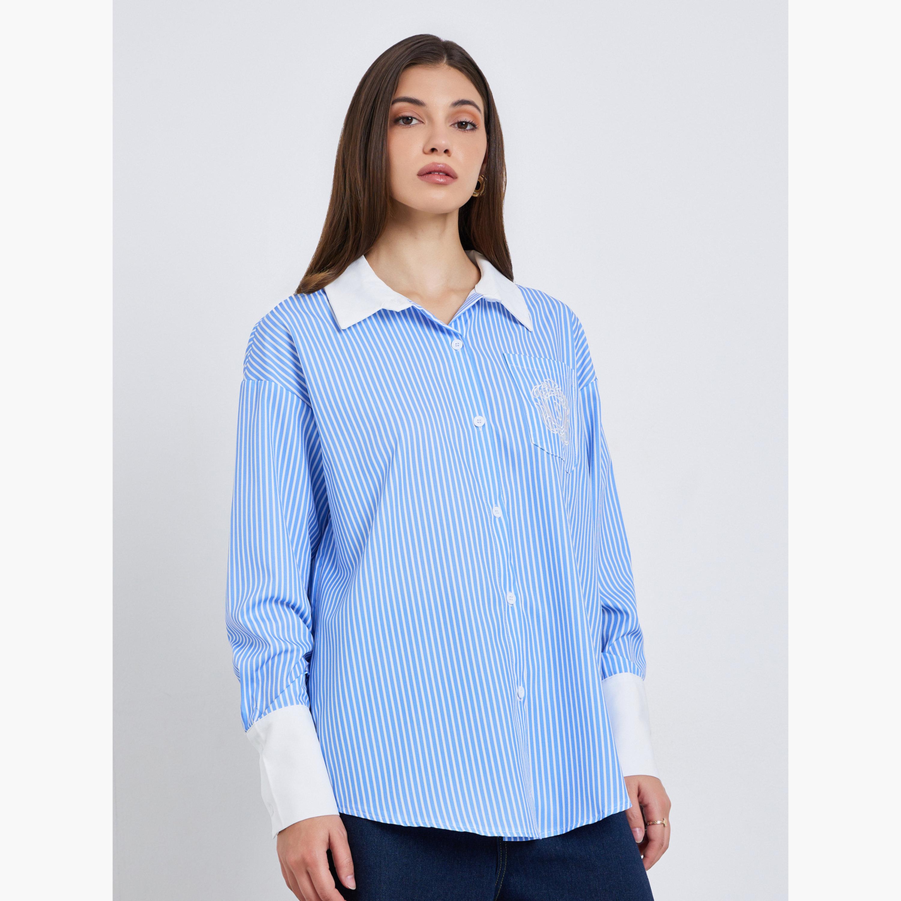 بلوزة مخططة بقصة واسعة-women-clothing-shirtsandblouses-shirts-image-1
