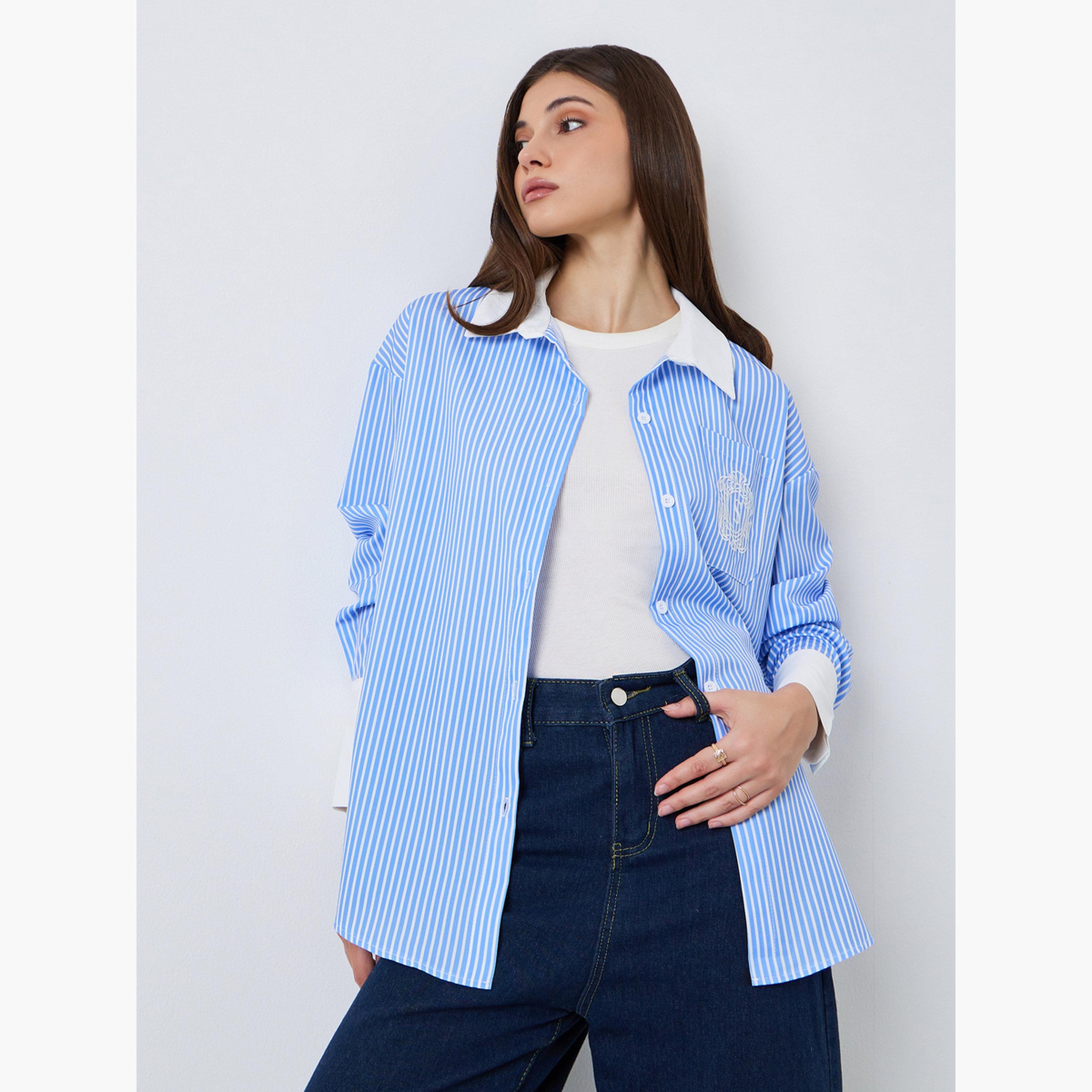 بلوزة مخططة بقصة واسعة-women-clothing-shirtsandblouses-shirts-image-3