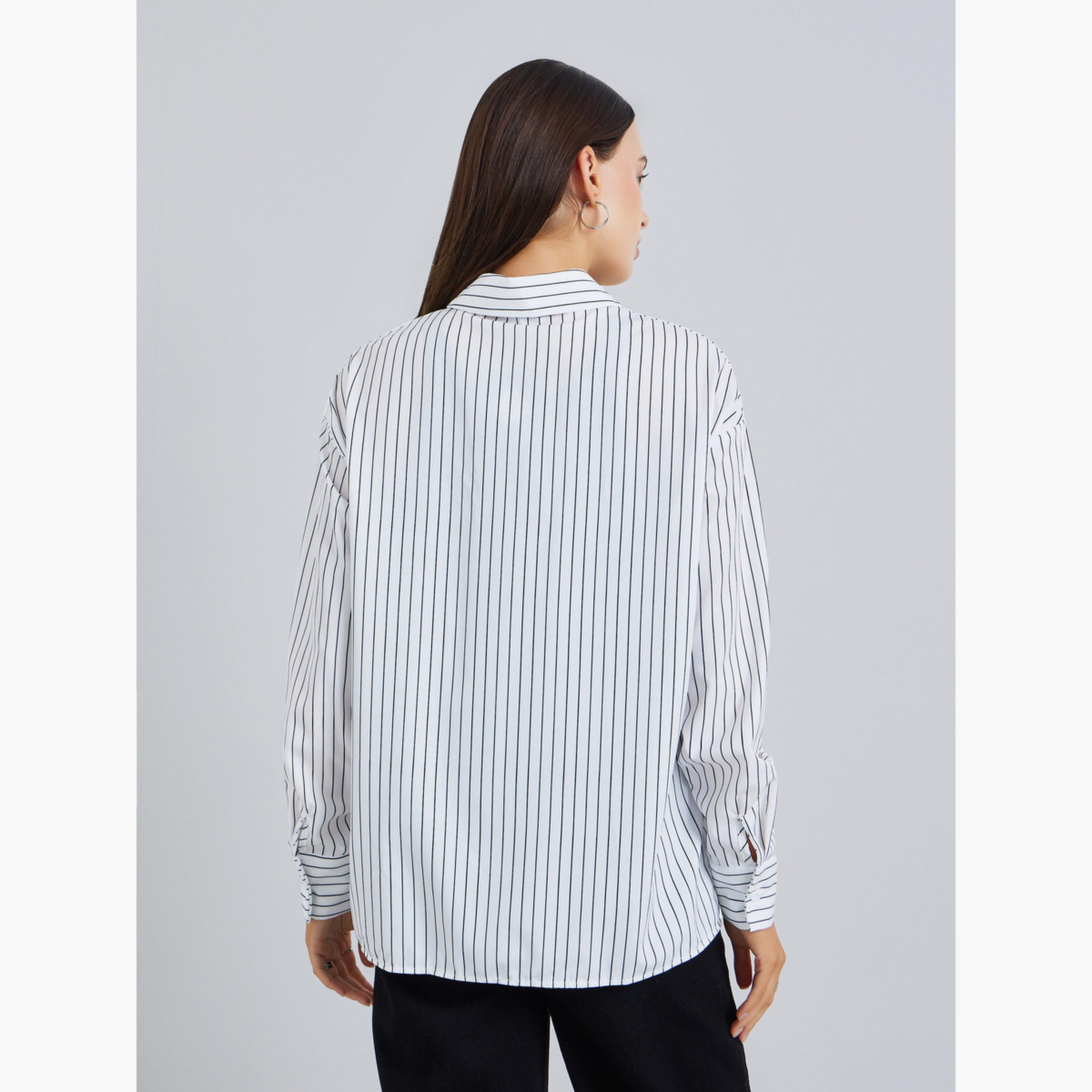Styli Women Striped Embroidered Oversized Shirt-women-clothing-shirtsandblouses-shirts-image-5