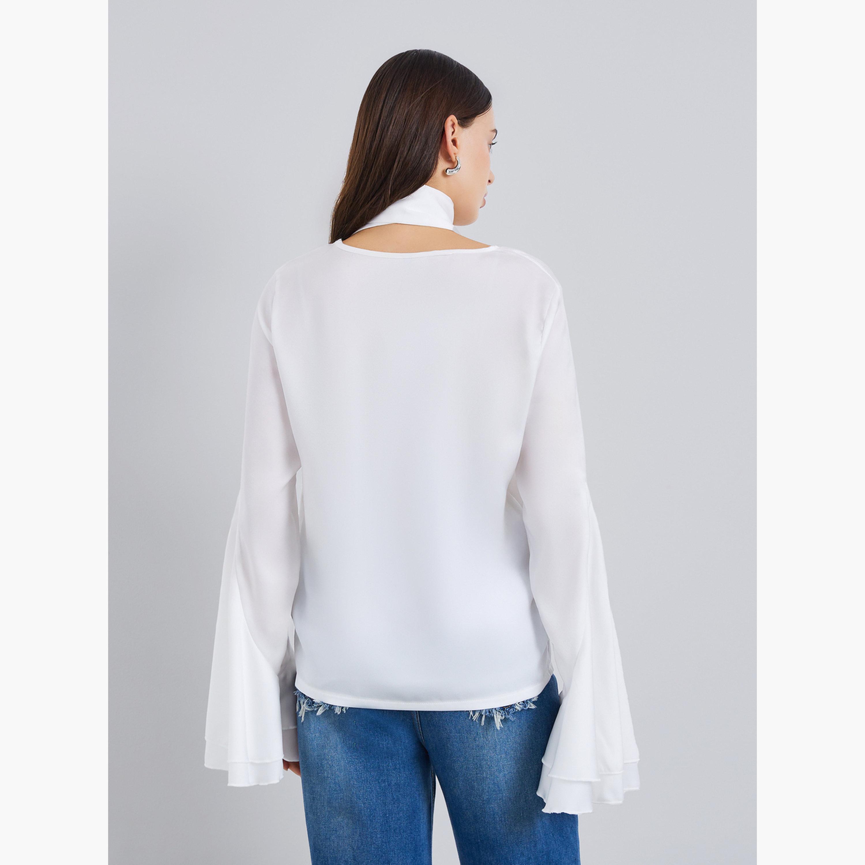 Styli Women White Flared Sleeve Blouse-women-clothing-shirtsandblouses-blouses-image-5