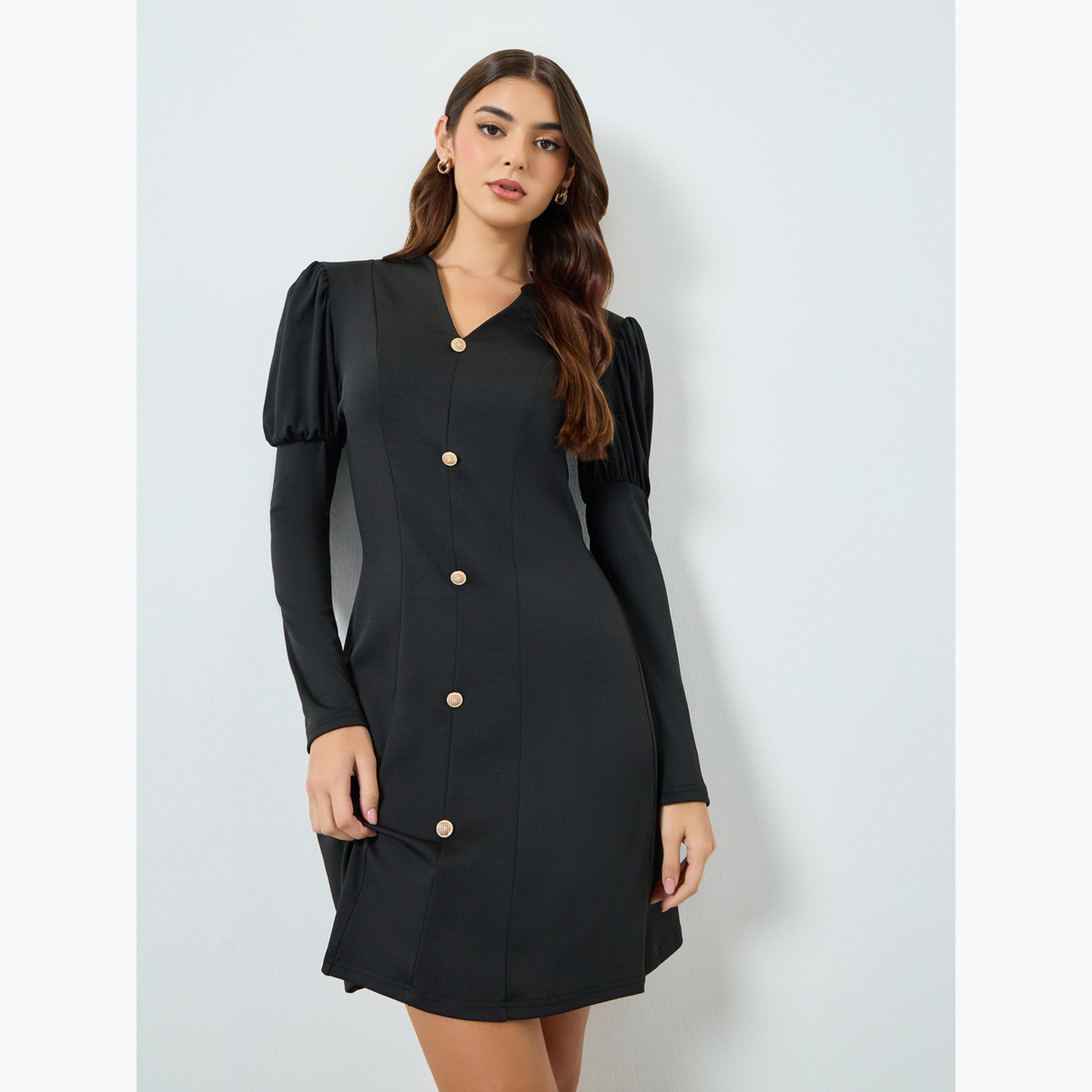 فستان قصير بأزرار-women-clothing-dresses-image-2