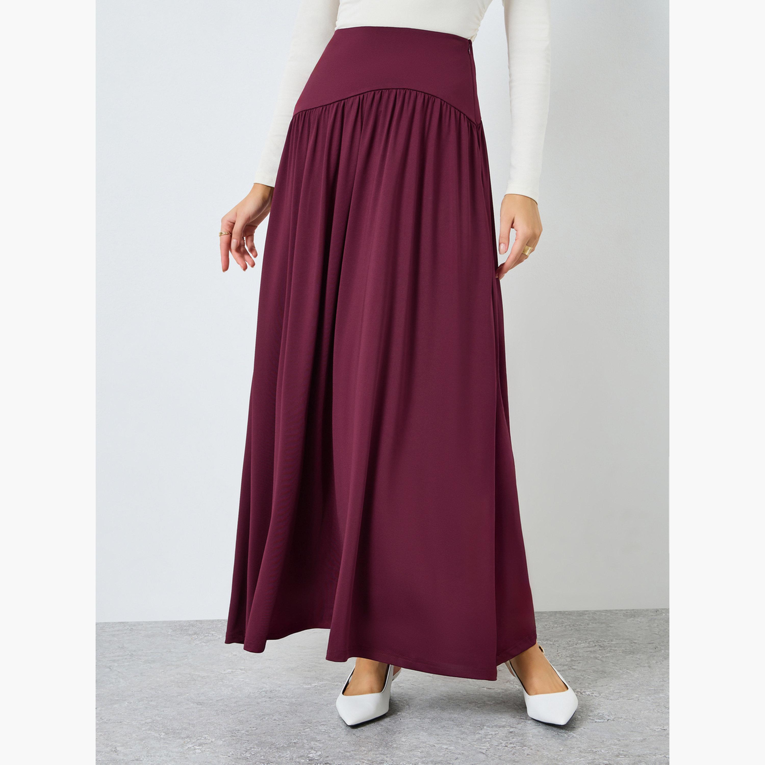 تنورة طويلة بليسيه بحافة واسعة-women-clothing-bottoms-skirts-image-1