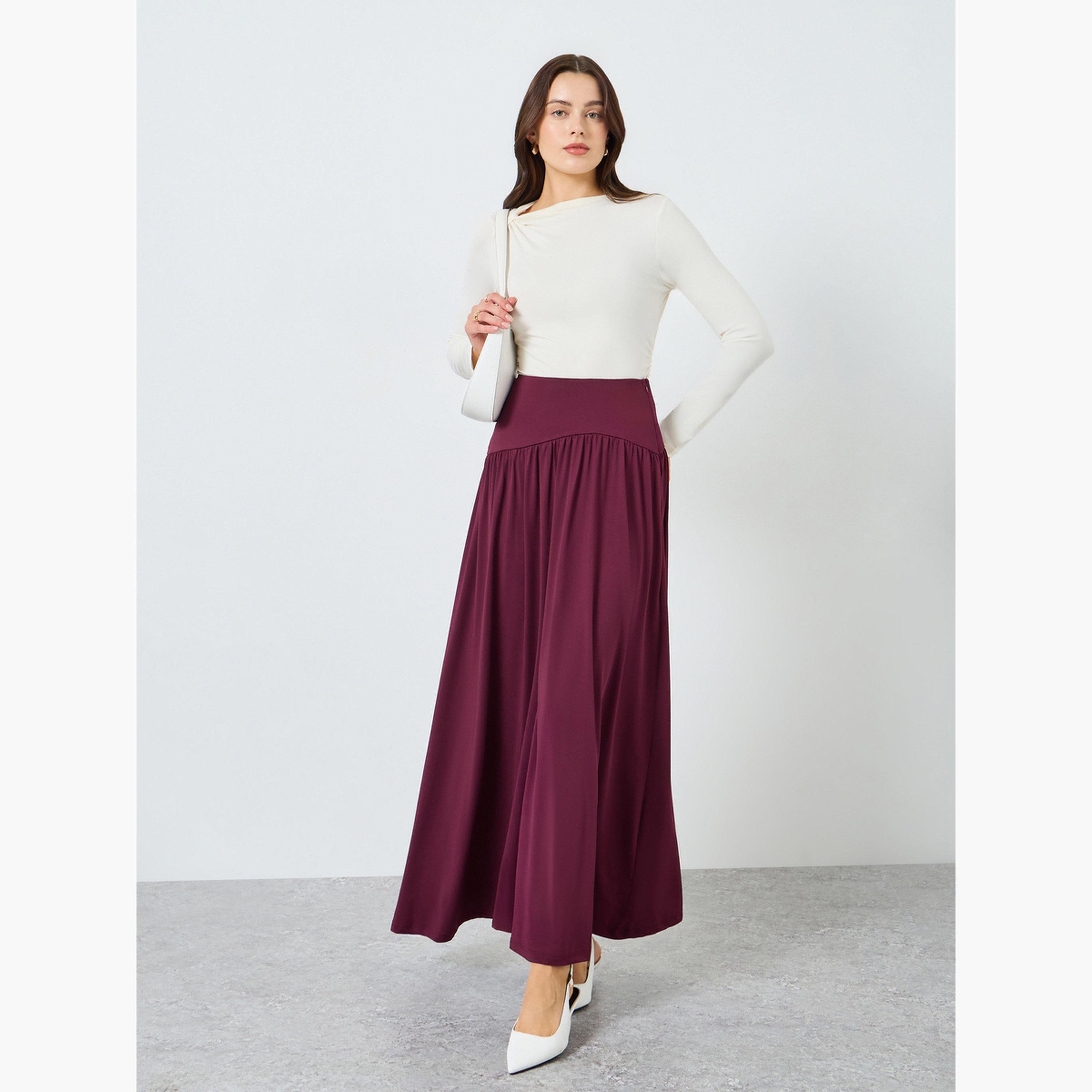 تنورة طويلة بليسيه بحافة واسعة-women-clothing-bottoms-skirts-image-2