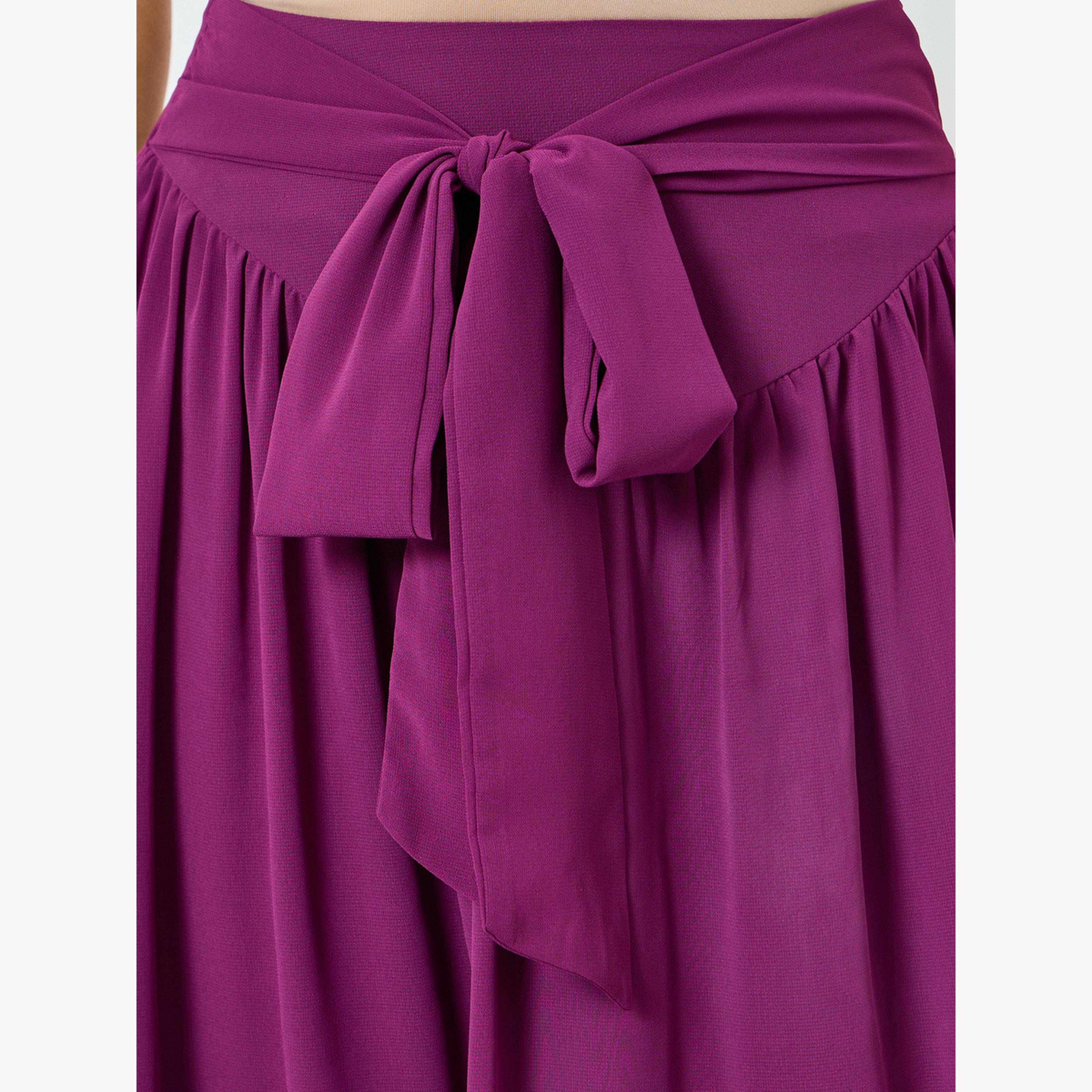 تنورة طويلة بحافة واسعة وربطة خصر-women-clothing-bottoms-skirts-image-3
