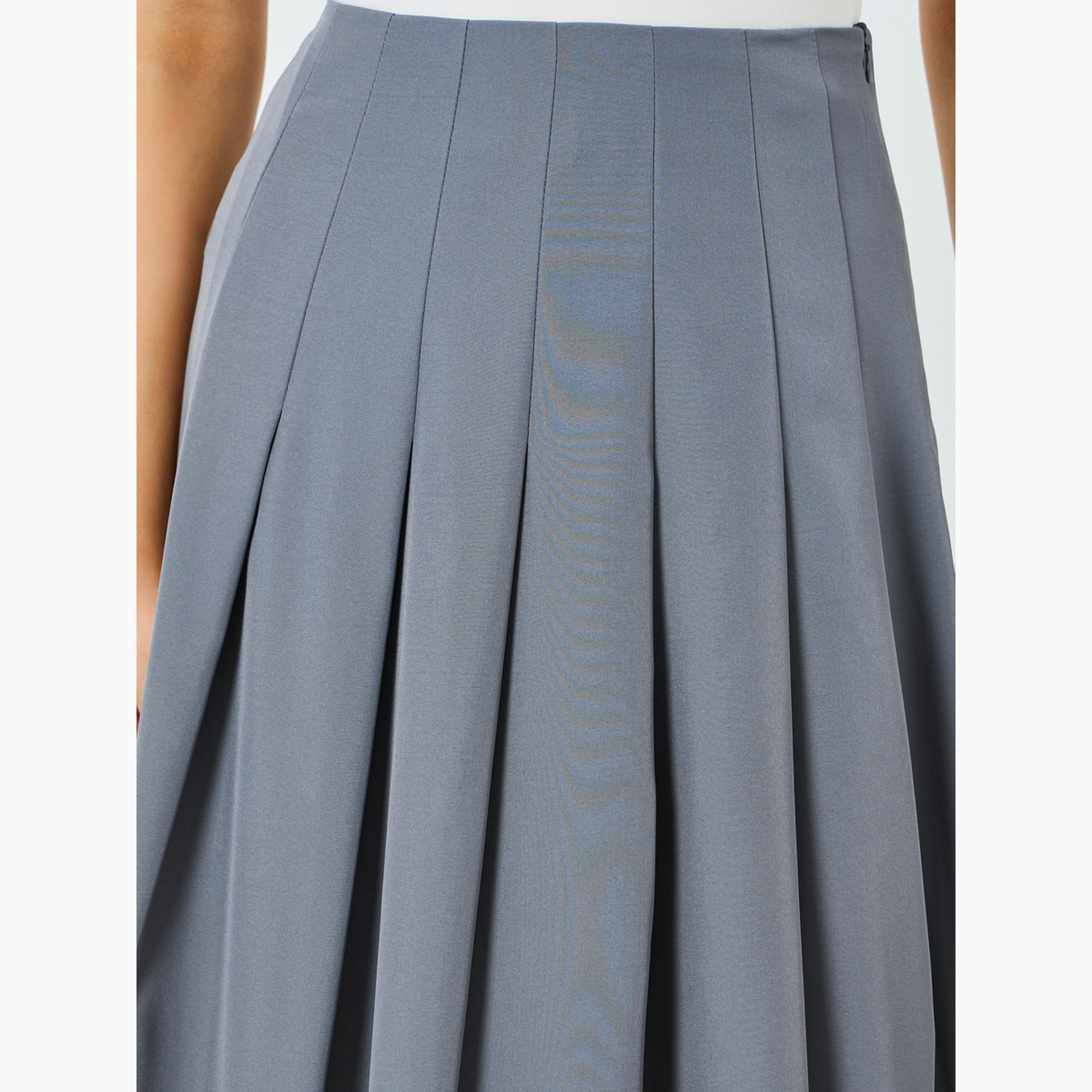 تنورة طويلة بحافة واسعة وبكسرات-women-clothing-bottoms-skirts-image-3