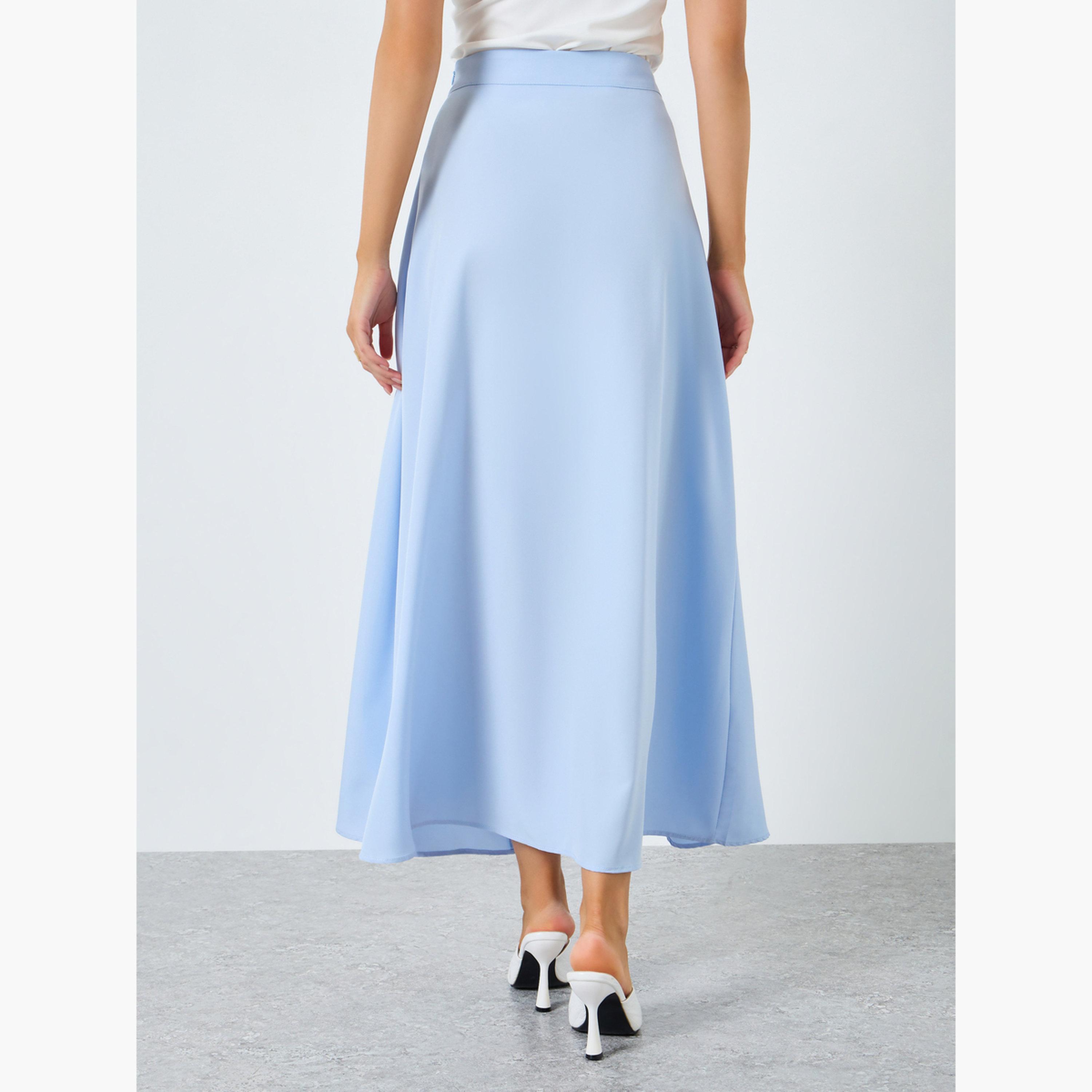 Styli Women Sky Blue A-Line Maxi Skirt-women-clothing-bottoms-skirts-image-4