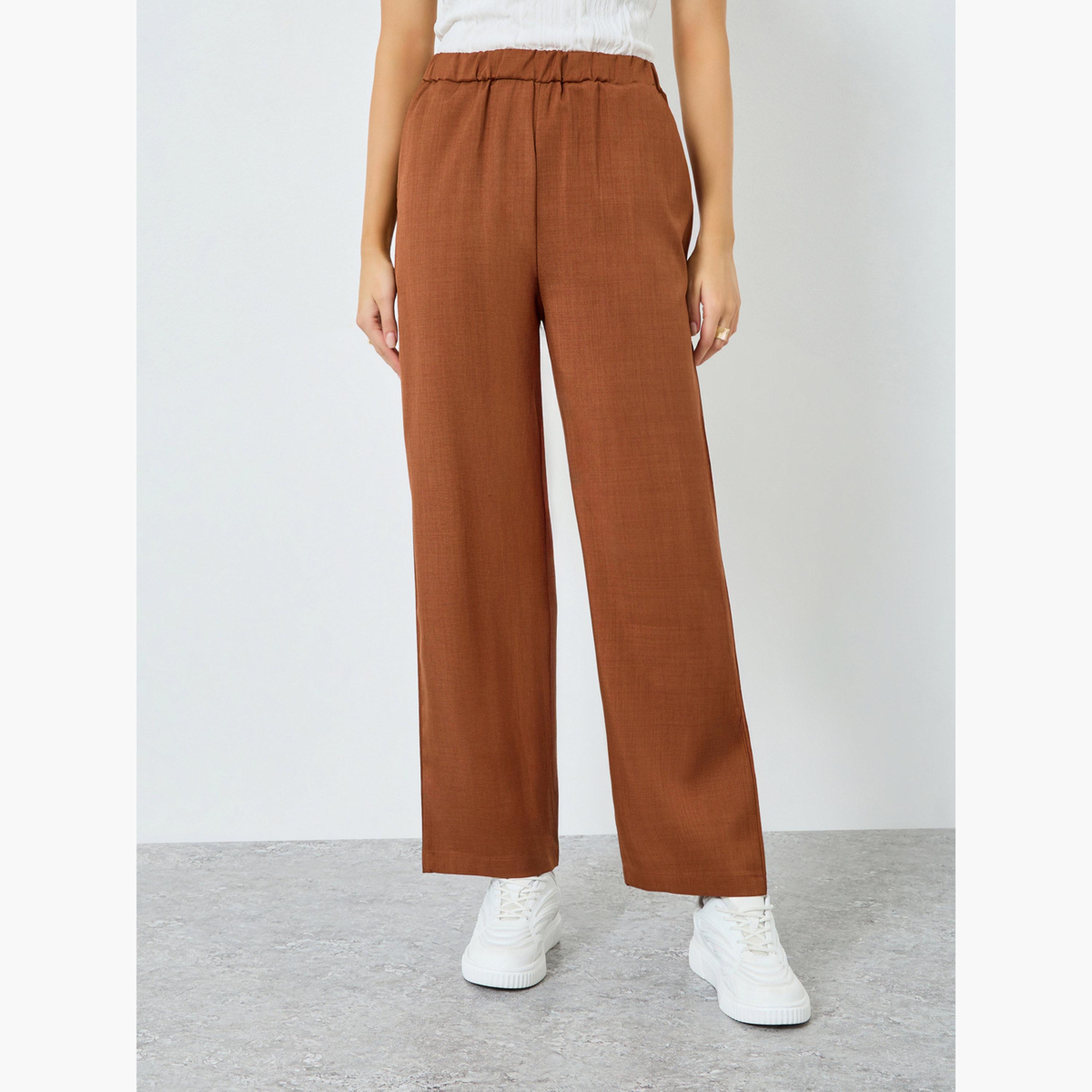 Styli Women Brown Wide Leg Pants-women-clothing-bottoms-joggers-image-1