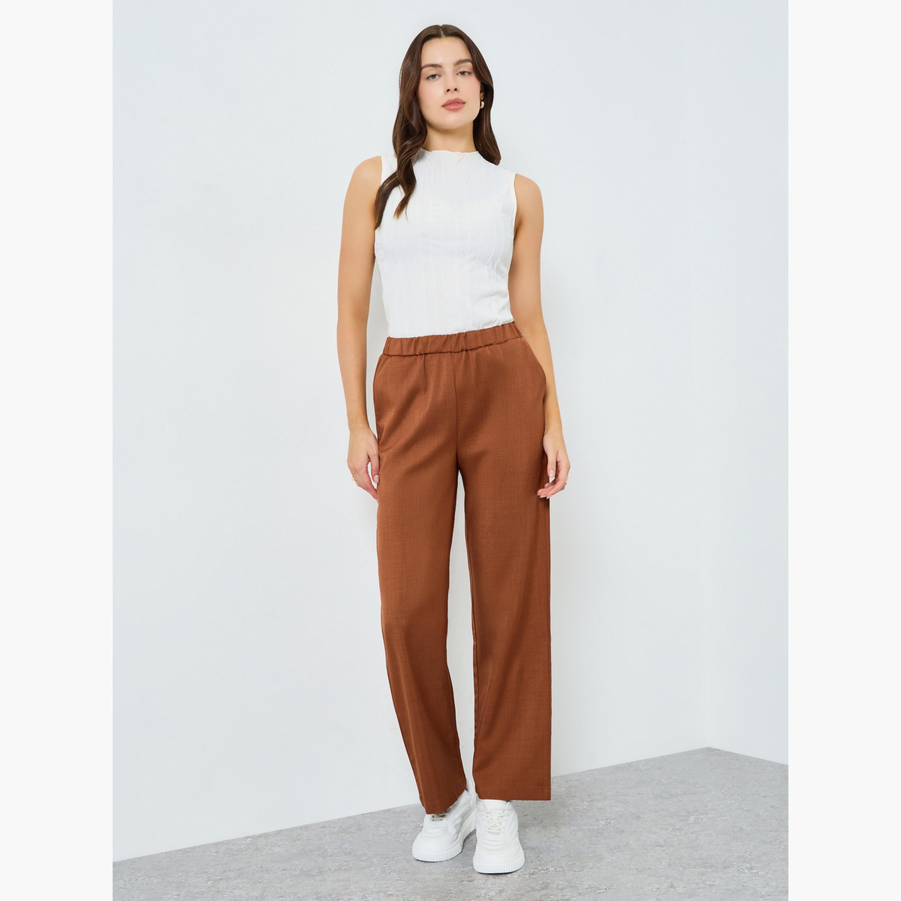 Styli Women Brown Wide Leg Pants-women-clothing-bottoms-joggers-image-2
