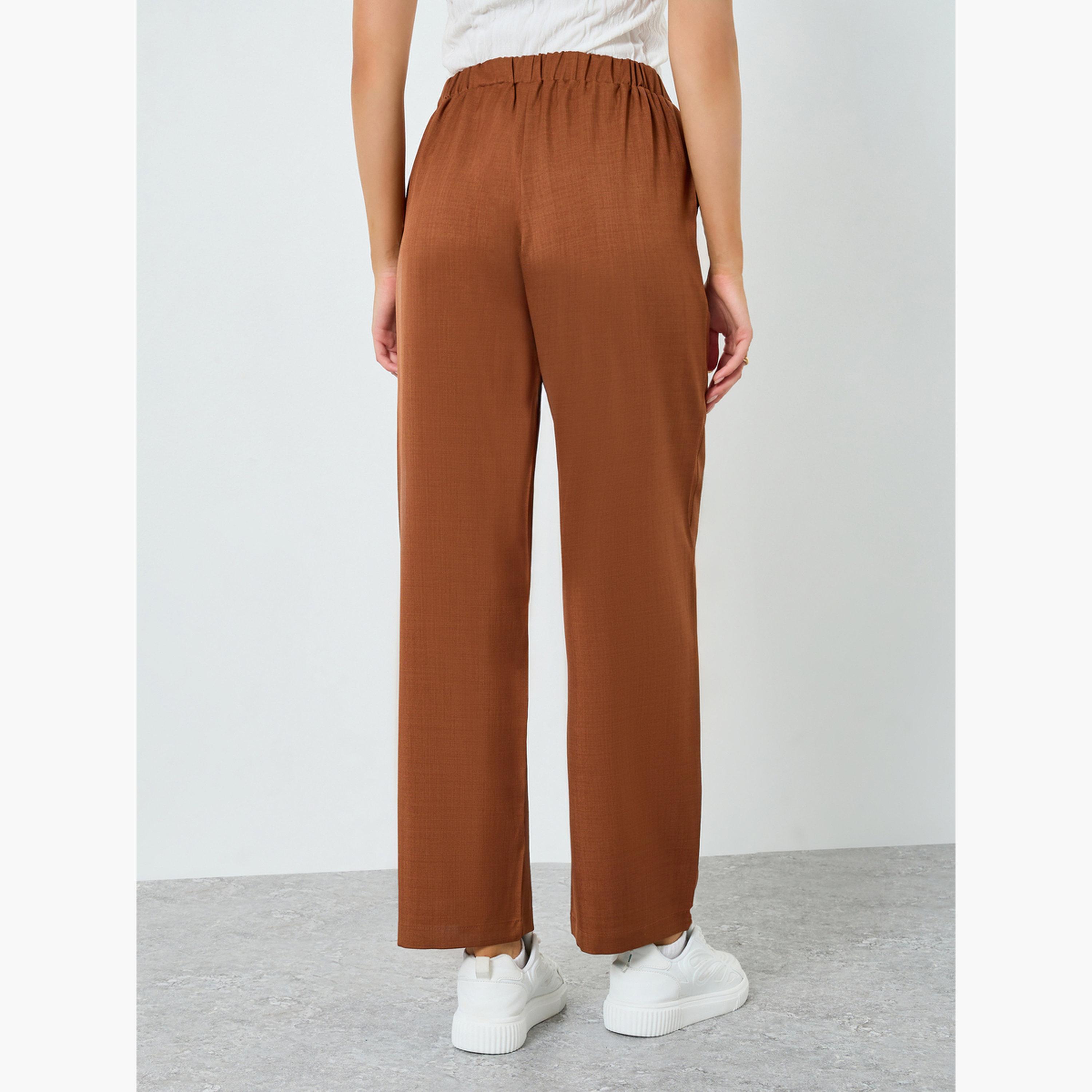 Styli Women Brown Wide Leg Pants-women-clothing-bottoms-joggers-image-4
