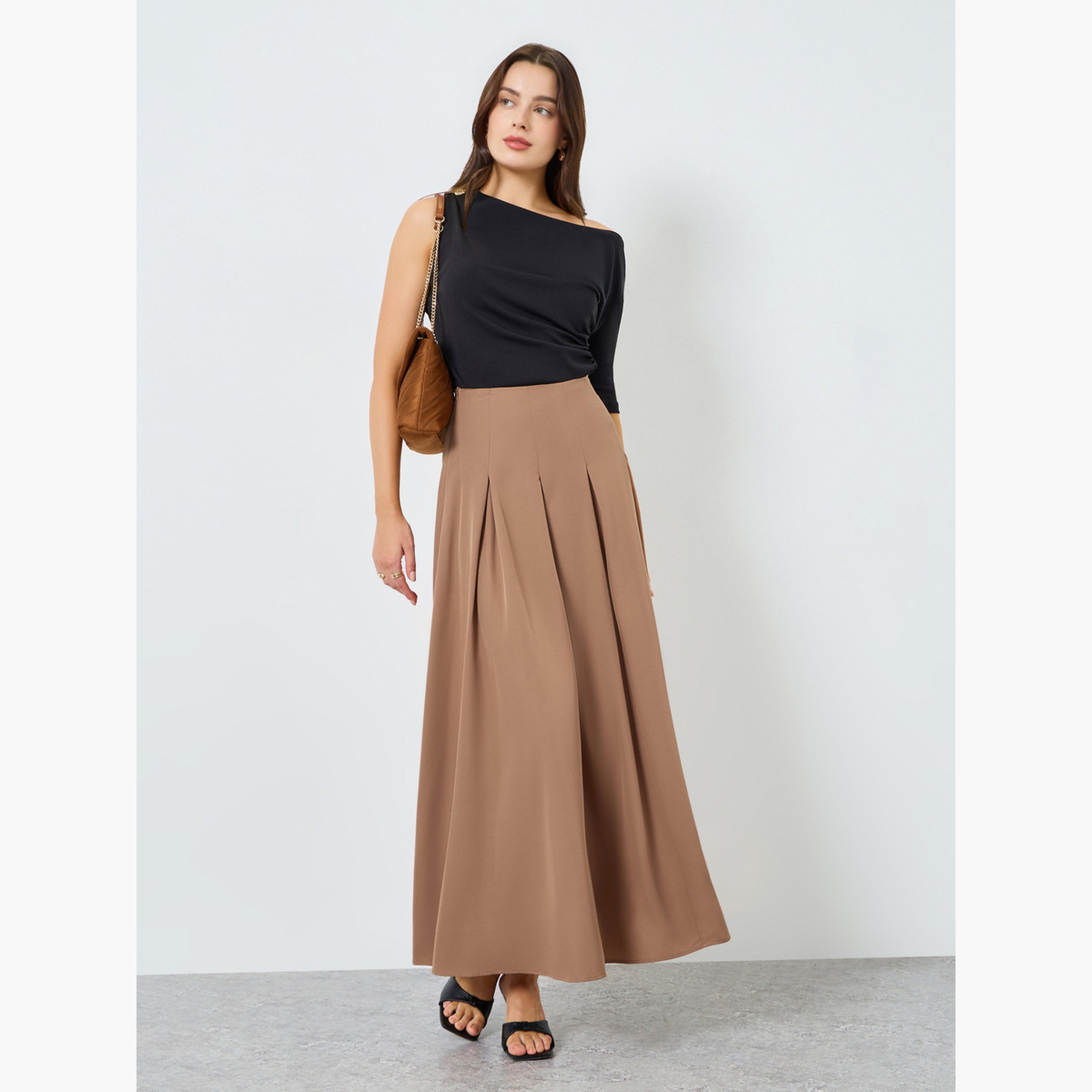 تنورة طويلة بليسيه بحافة واسعة-women-clothing-bottoms-skirts-image-2
