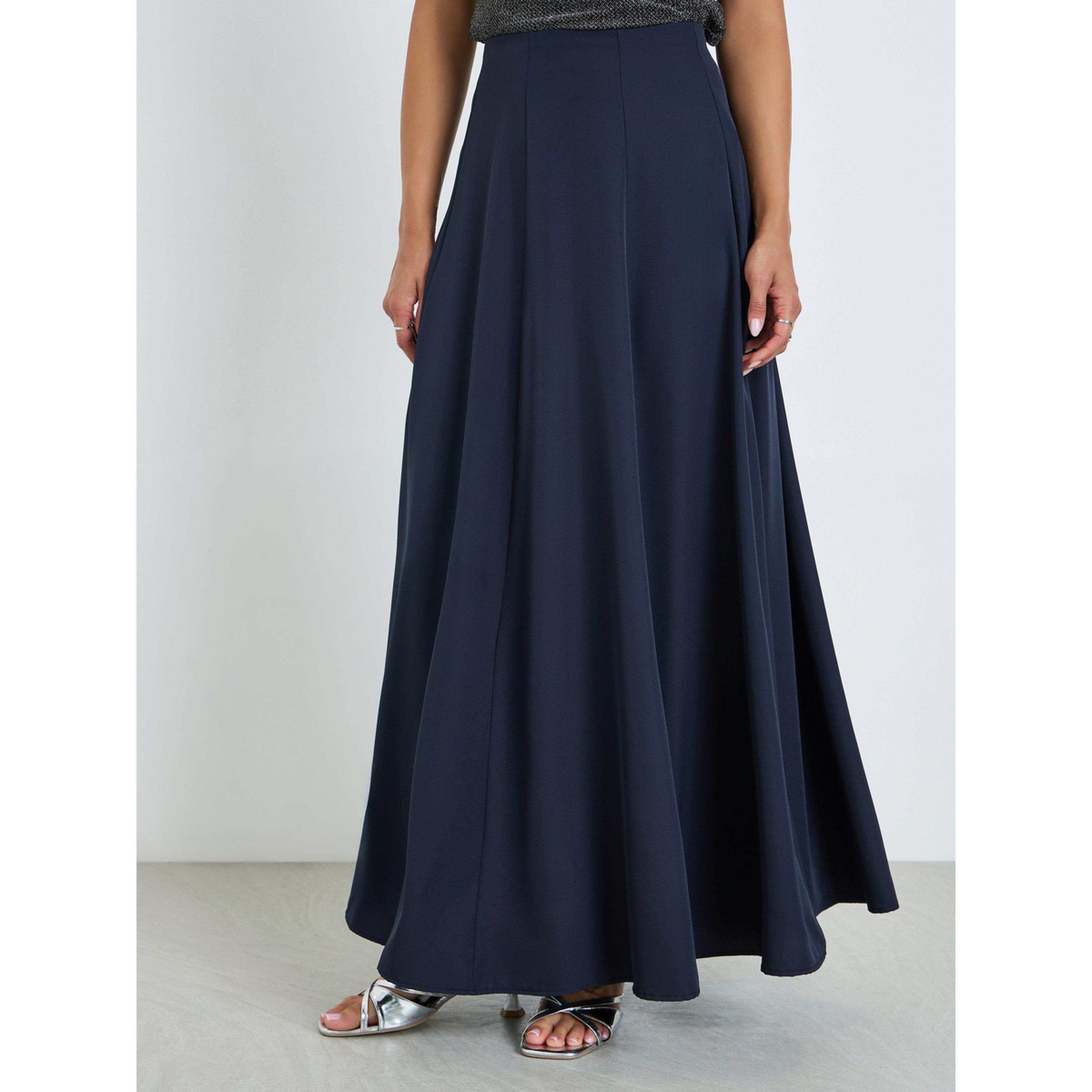 Styli Women Dark Blue A-Line Maxi Skirt-women-clothing-bottoms-skirts-image-1