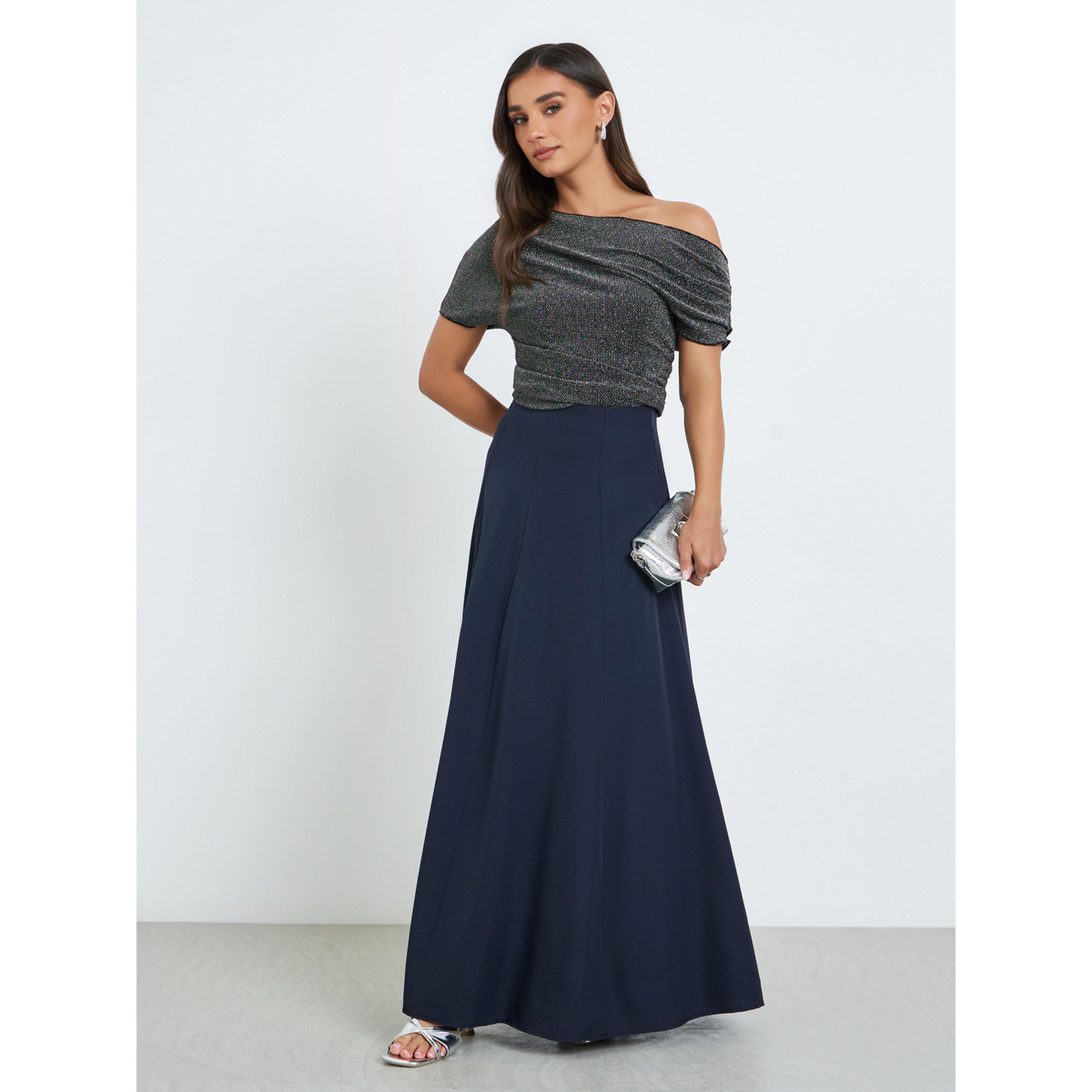 Styli Women Dark Blue A-Line Maxi Skirt-women-clothing-bottoms-skirts-image-2