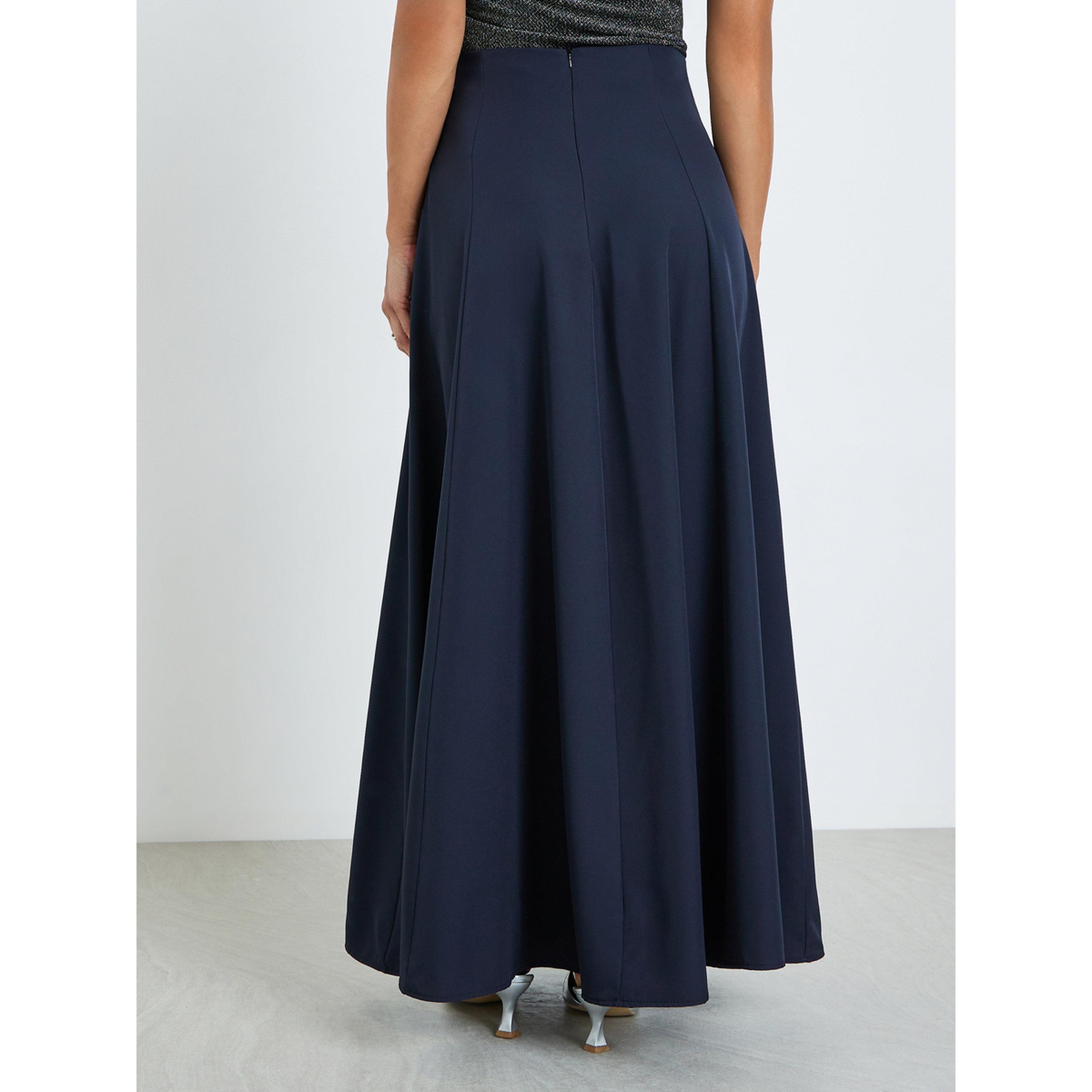 Styli Women Dark Blue A-Line Maxi Skirt-women-clothing-bottoms-skirts-image-4