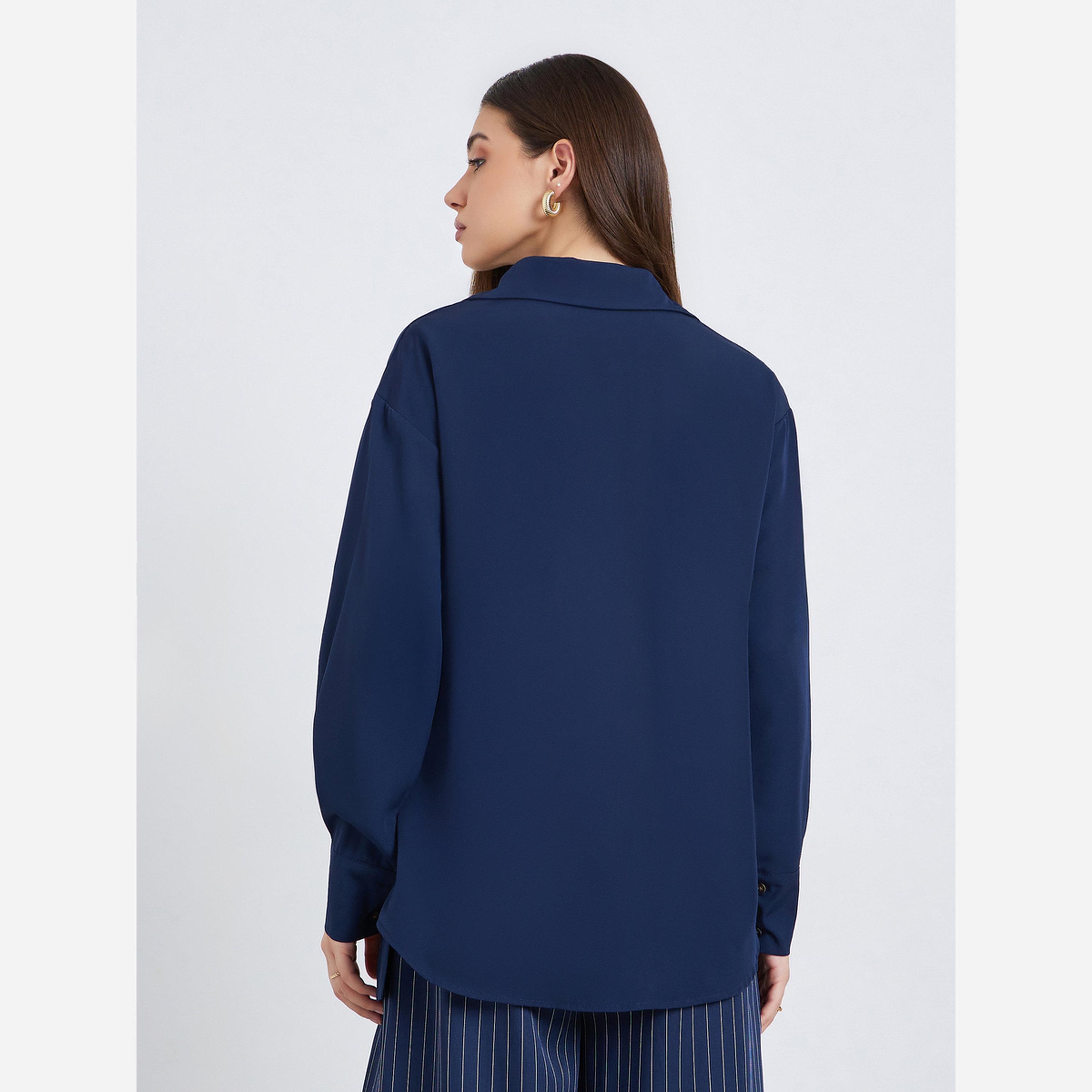 Styli Solid Asymmetric Button-Decorated Oversize Shirt-women-clothing-shirtsandblouses-shirts-image-3