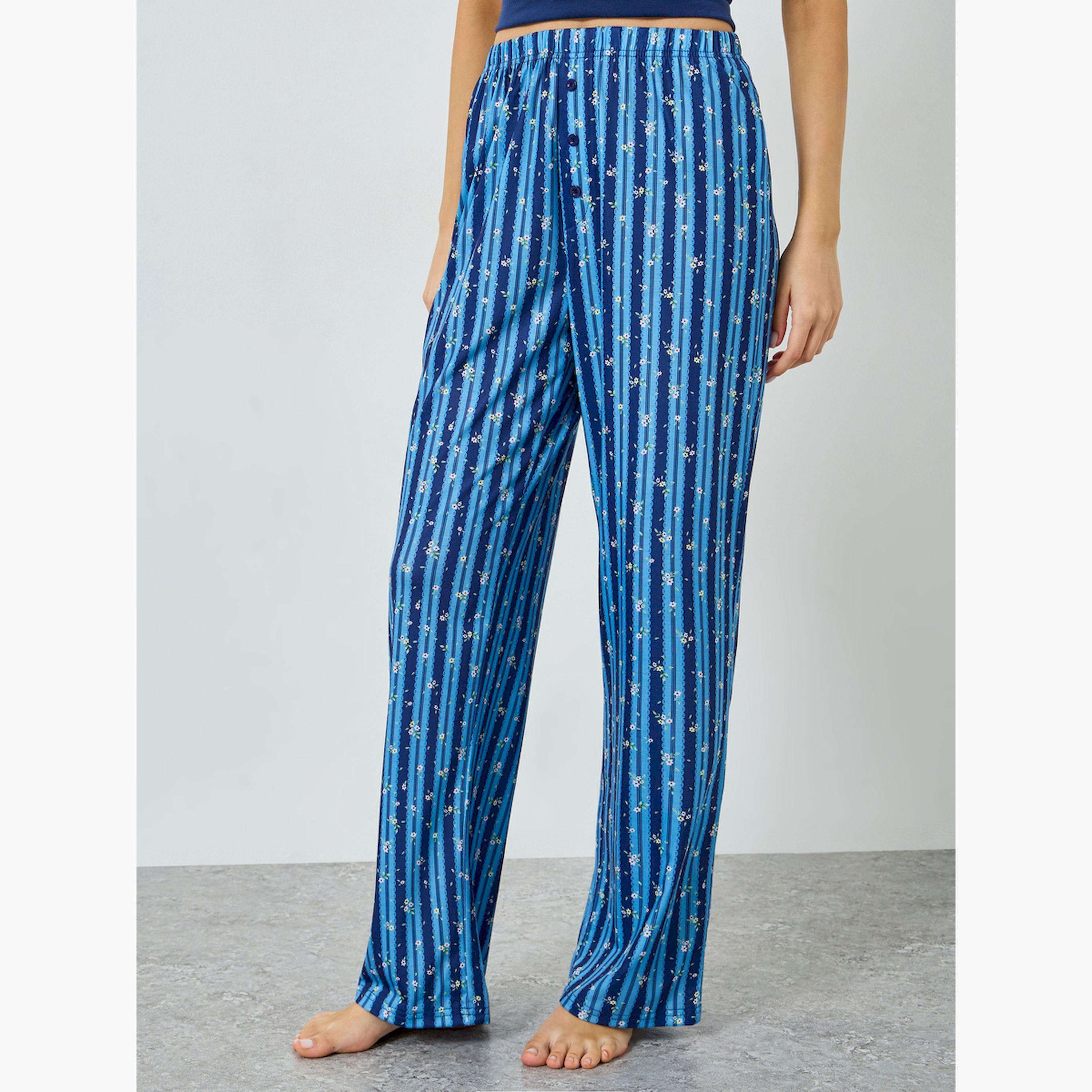 مجموعة من بيجاما مخططة وبلوزة تانك بشعار-women-clothing-nightwear-pyjamas-longsets-image-5