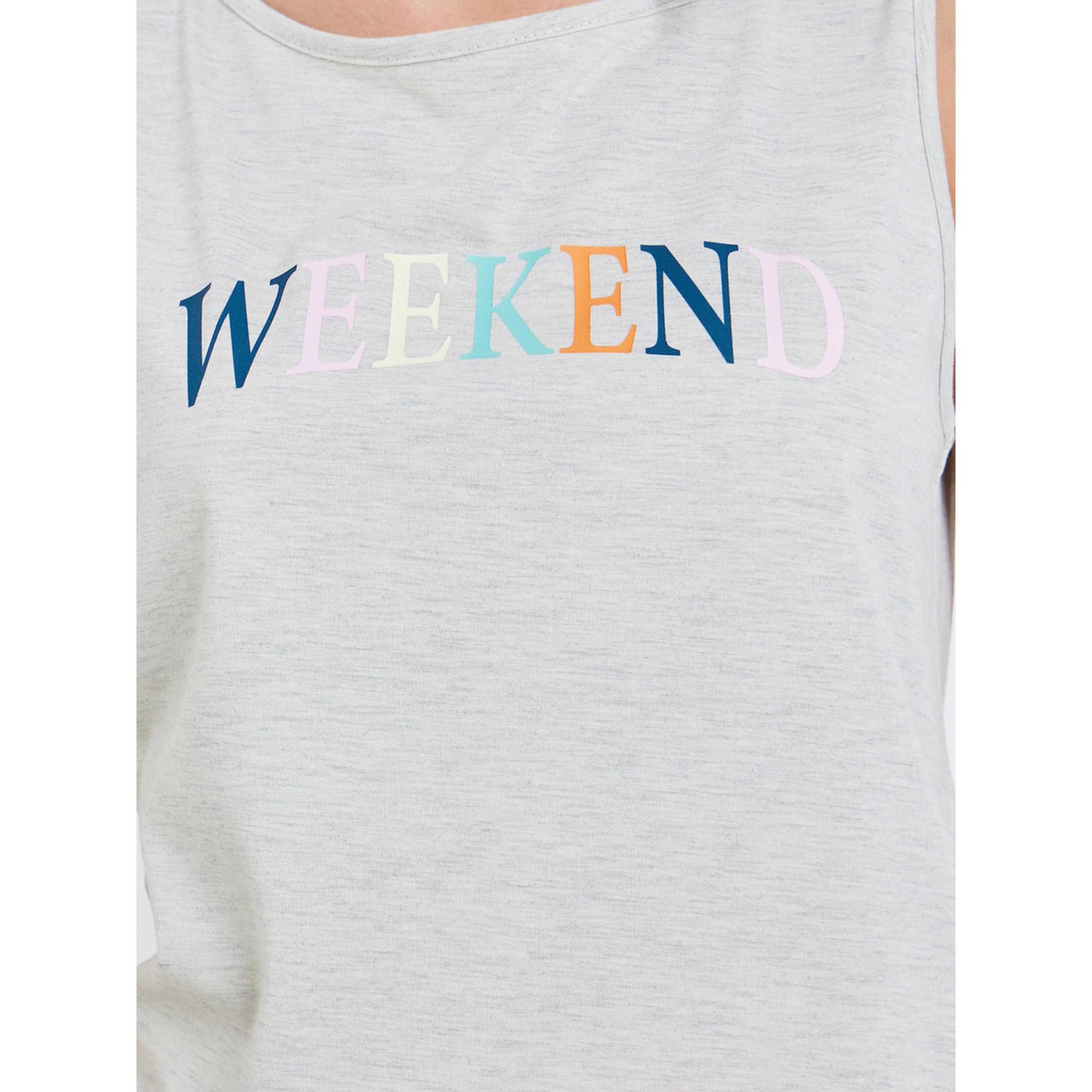 Styli Women Weekend Slogan Sleeveless Top and Pyjama Set-women-clothing-nightwear-pyjamas-longsets-image-5