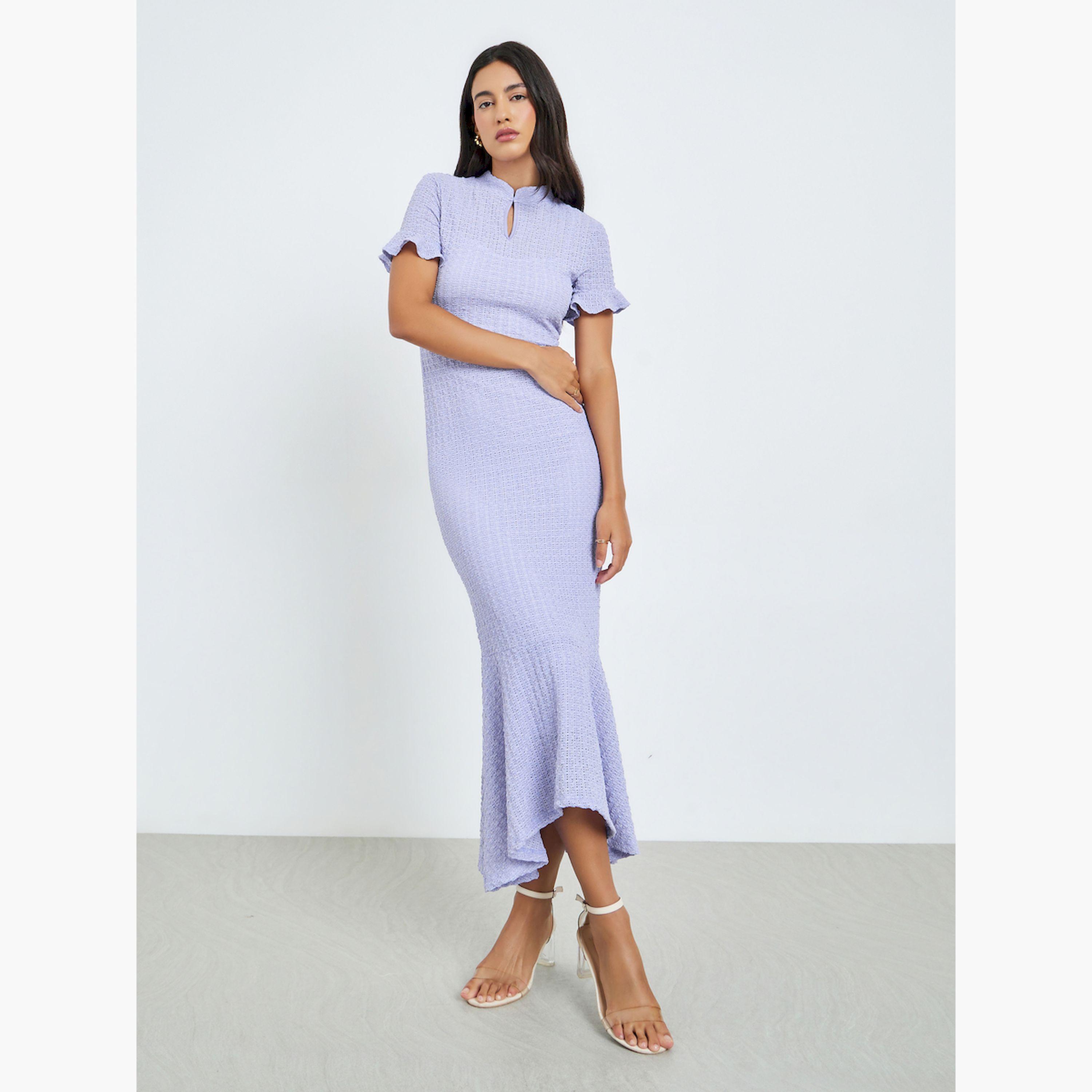 فستان ماكسي بحافة ميرميد وبارز الملمس-women-clothing-dresses-image-1