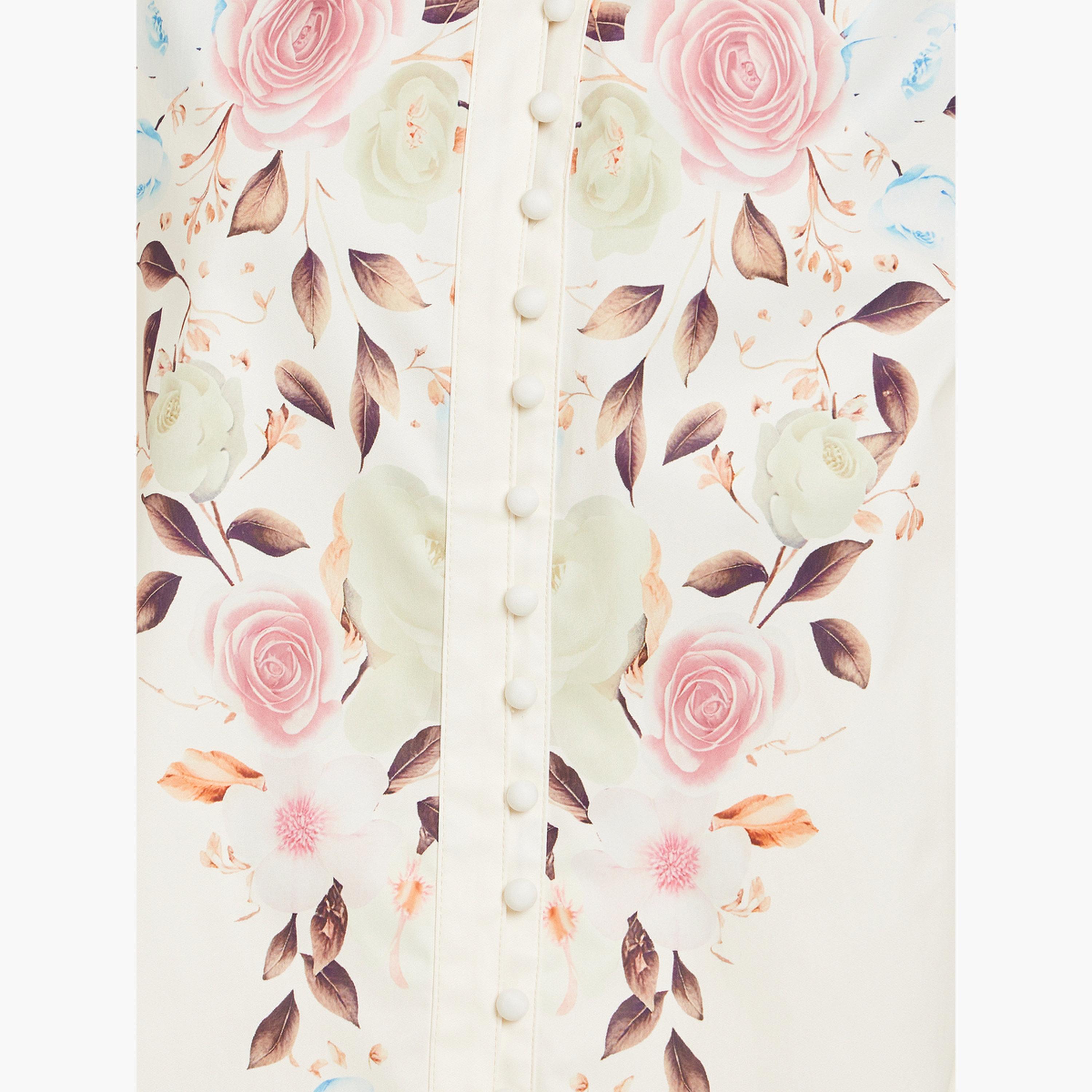 طقم منسق من قميص وبنطال بطبعة زهور-women-clothing-coordsets-image-4