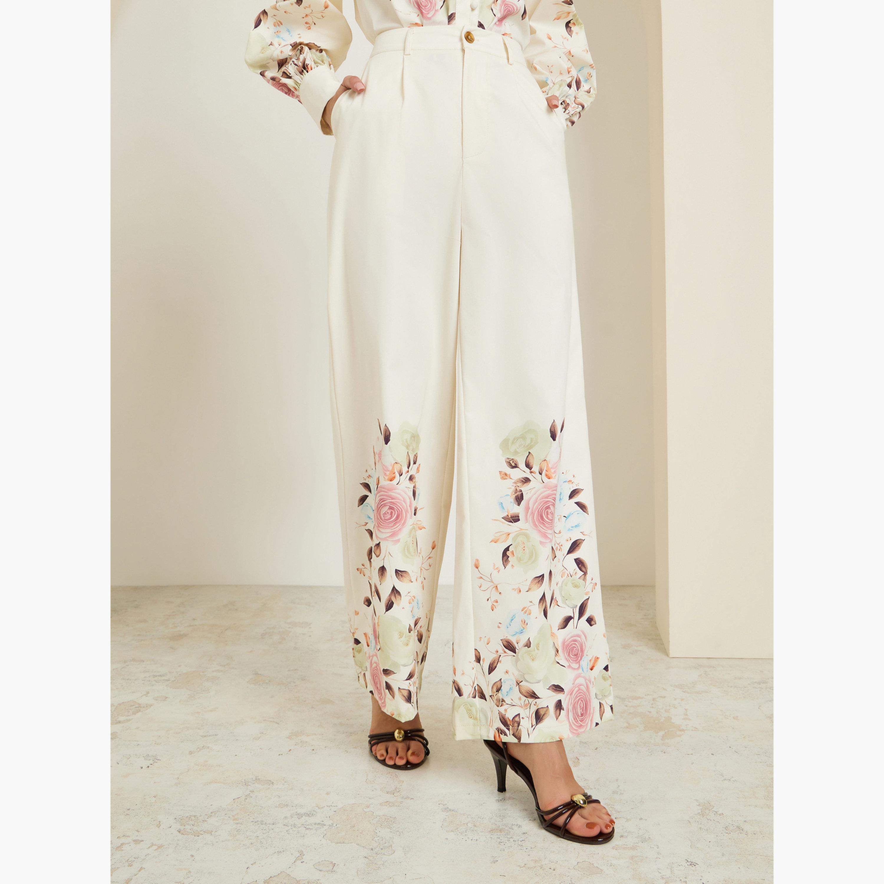 طقم منسق من قميص وبنطال بطبعة زهور-women-clothing-coordsets-image-5