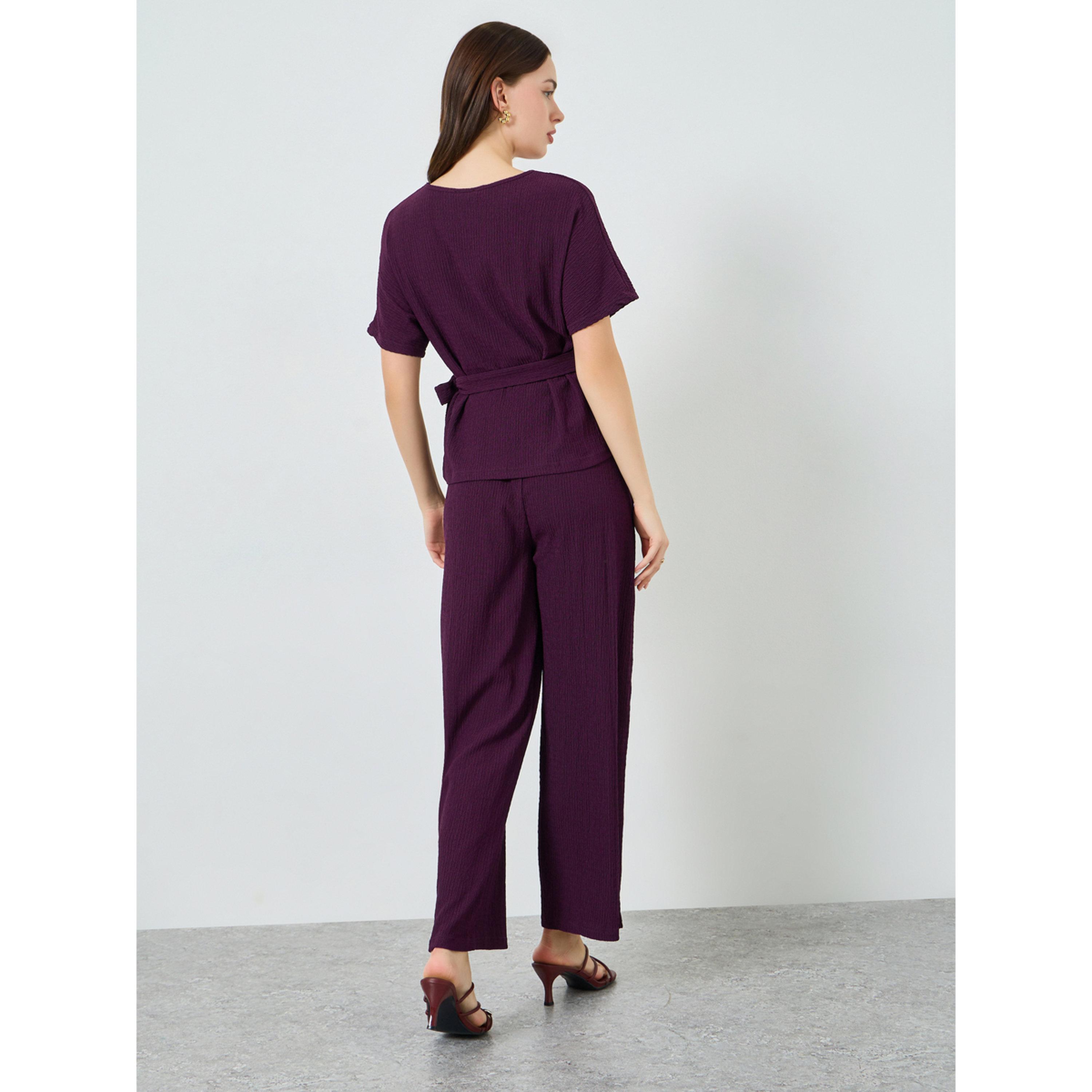 طقم من بلوزة بارزة الملمس وبنطال بأرجل واسعة-women-clothing-coordsets-image-5