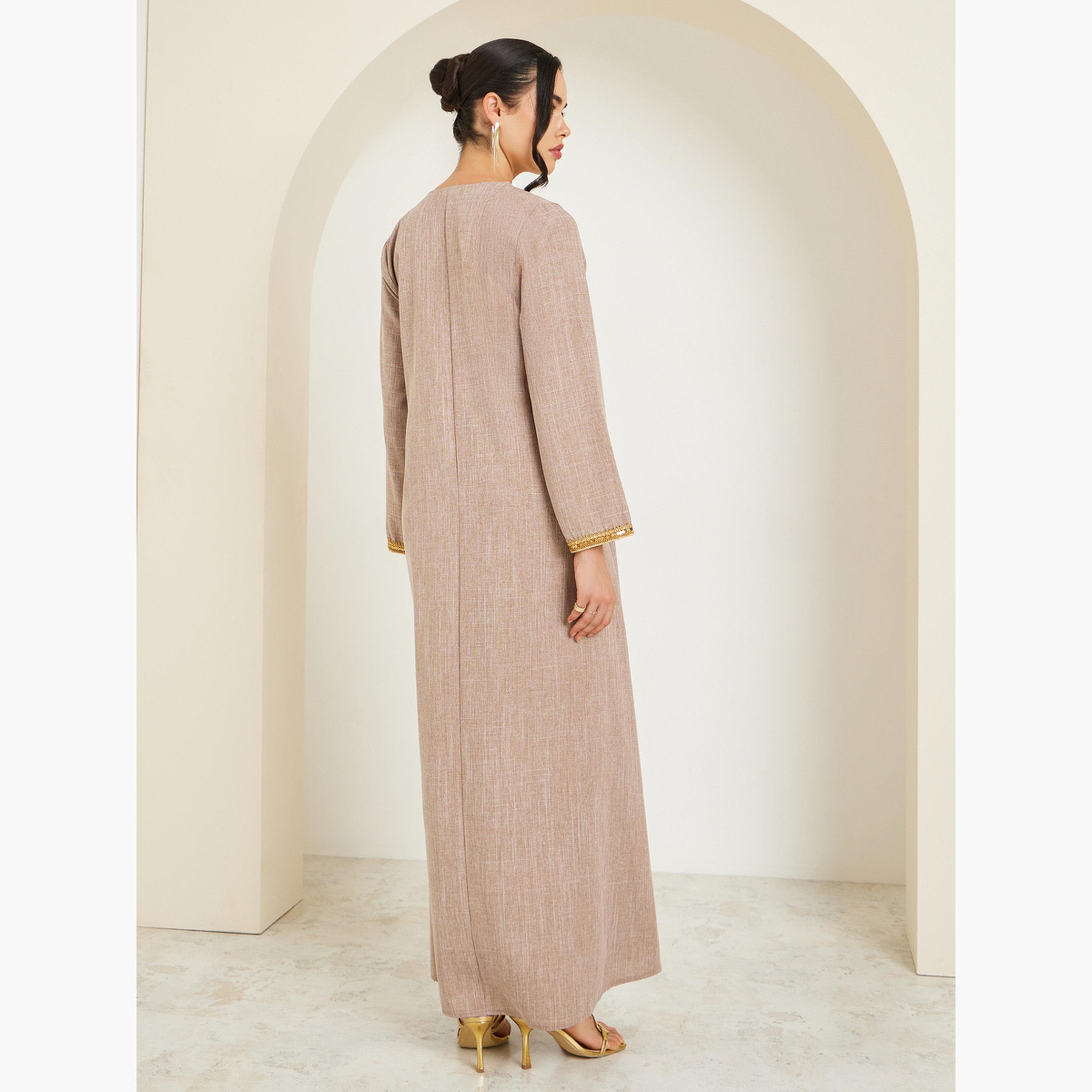 جلابية كتان بتطريز ذهبي-women-arabicclothing-jalabiyas-image-5