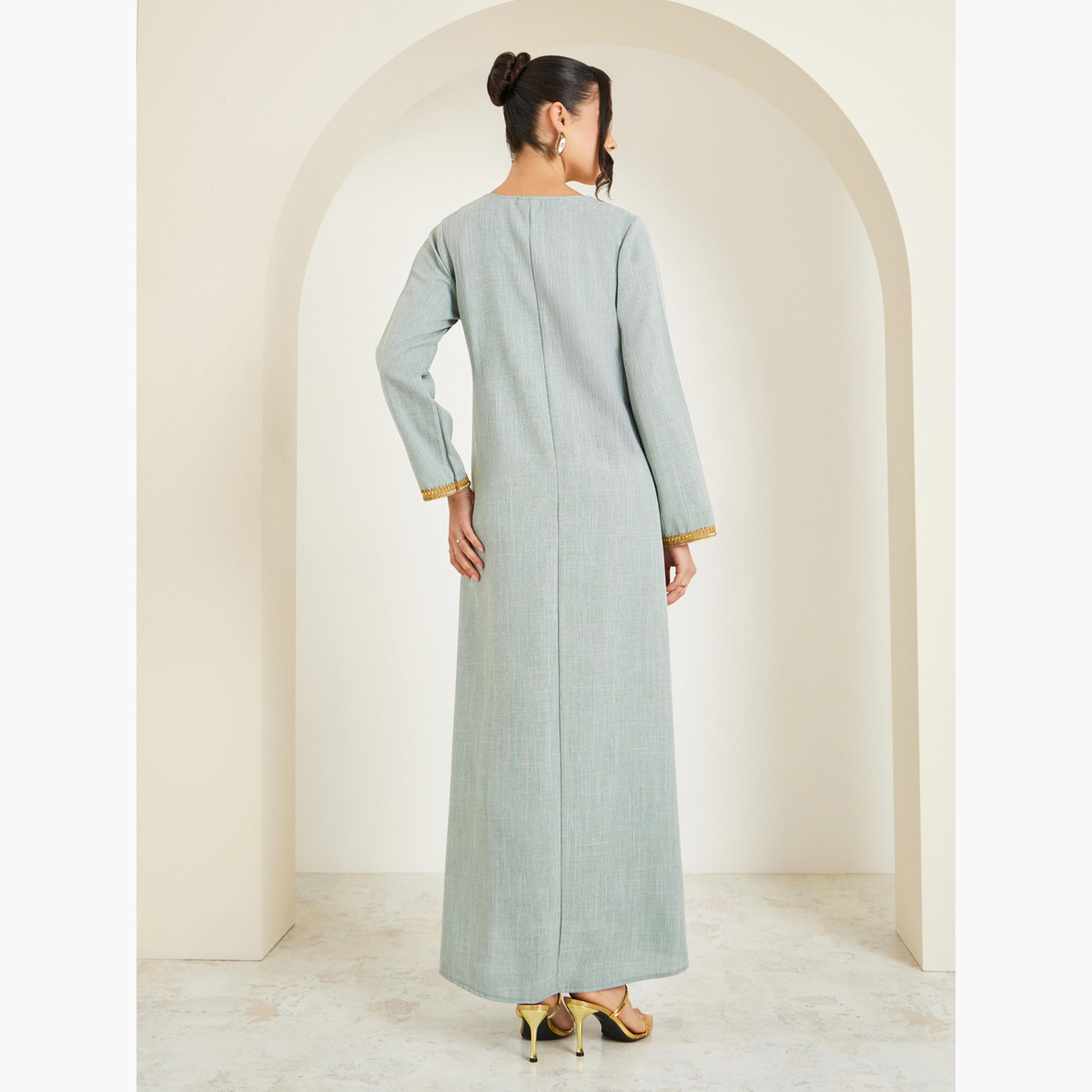 Styli Women Green Embellished A-Line Jalabiya-women-arabicclothing-jalabiyas-image-5
